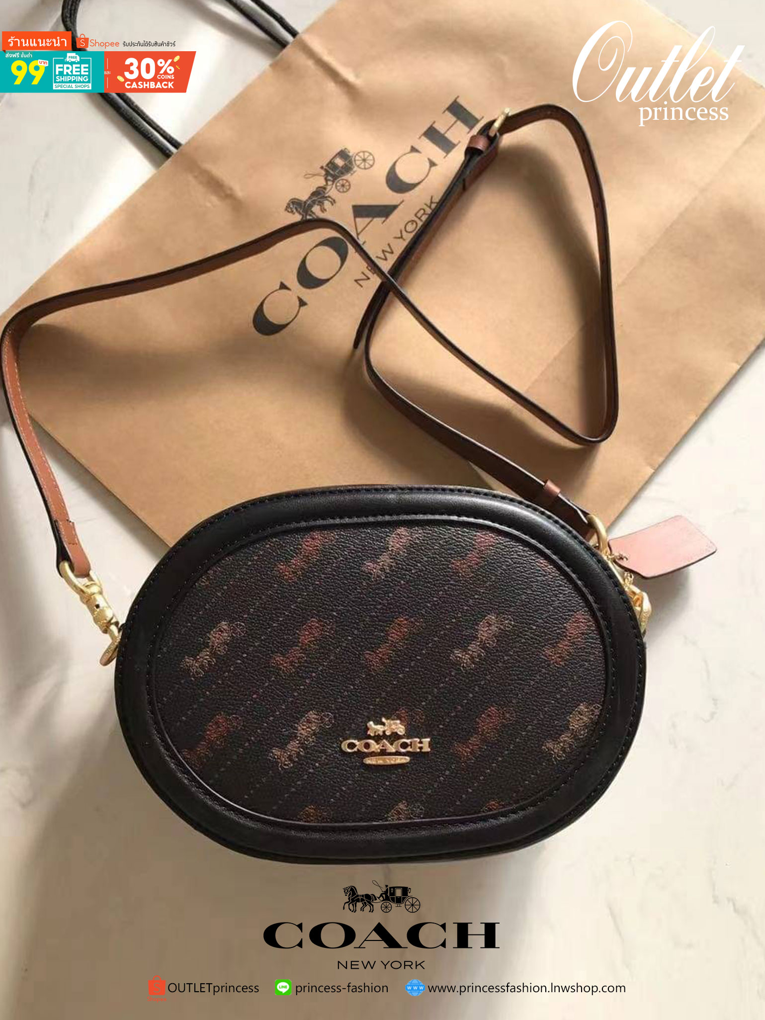 COACH C4057 CAMERA BAG WITH HORSE AND CARRIAGE DOT PRINT (IMM6H)