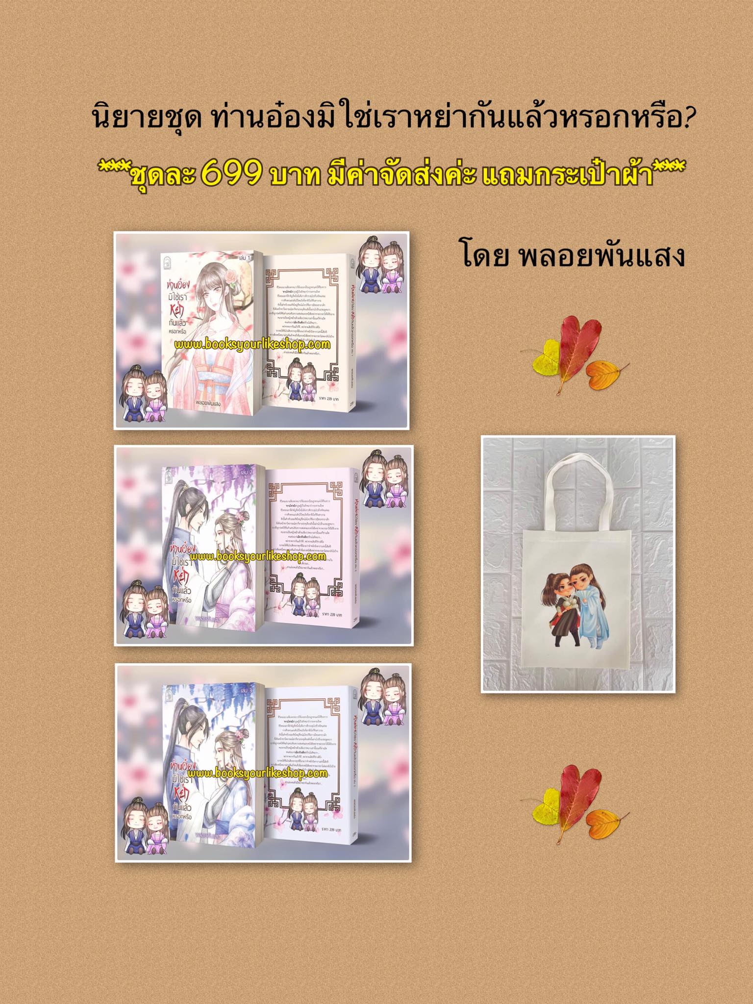 นิยายชุด ท่านอ๋องมิใช่เราหย่ากันแล้วหรอกหรือ 3 เล่มจบ,ผู้แต่ง,พลอยพันแสง,นิยายรักทำมือจีนโบราณ