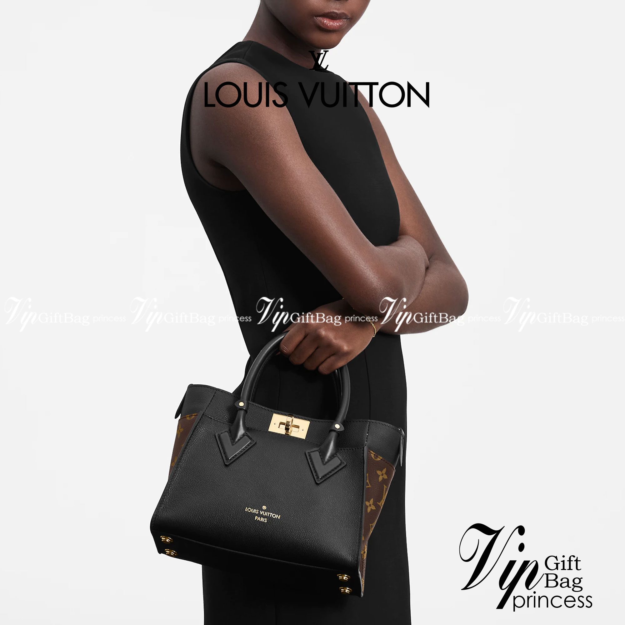 หนังแท้ LV On My Side PM กระเป๋าโท้ทขนาดกะทัดรัดที่ผลิตจากหนังลูกวัวเนื้อนุ่ม เกรดออริจินอล ภาพสินค้าถ่ายจากงานขายจริง ใช้งานต่างประเทศได้