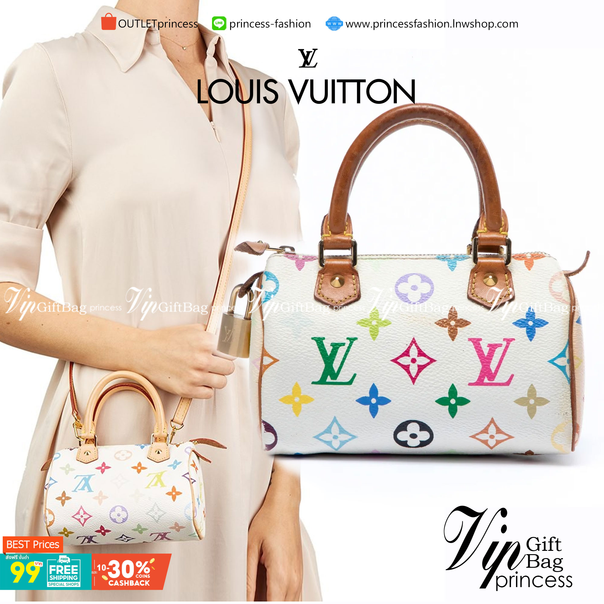 VIP 】LOUIS VUITTON Monogram Multicolor Mini Speedy พร้อมส่งความน่ารักค่ะ! กระเป๋าทรงหมอนไซด์มินิ หนังแกะแท้นิ่มสวยงามค่ะ เปิดปิดกระเป๋าแบบซิป ภายในสามารถใส่มือถือได้ กระเป๋าเงินใบกลางได้ พาสปอร์ตได้ค่ะ