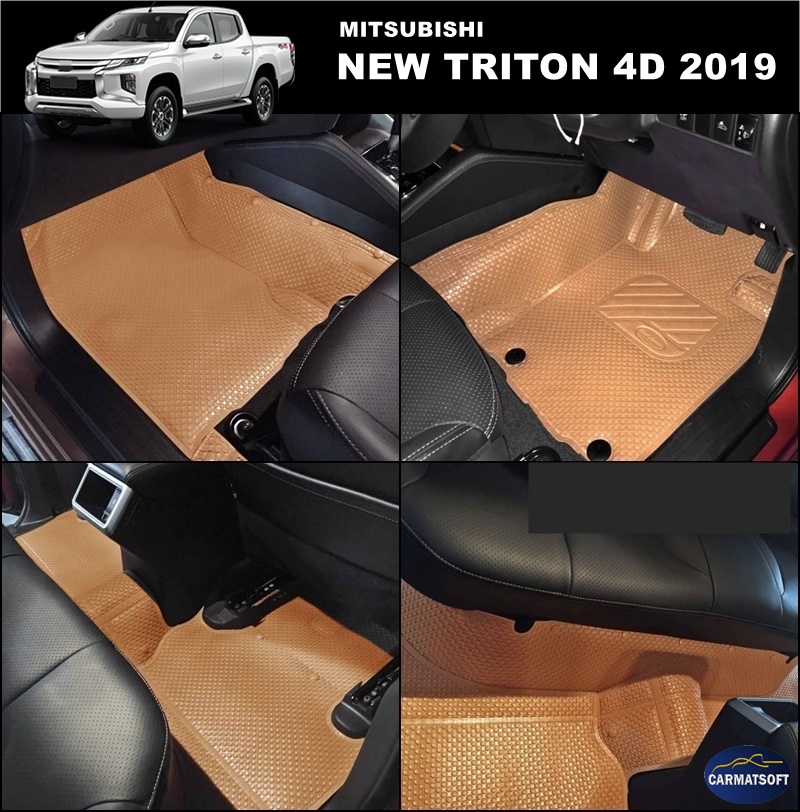 พรมกระดุมเม็ดเล็กรีดขอบ TRITON 4D 2019 สีชามัวร์ เข้ารูป เต็มคัน
