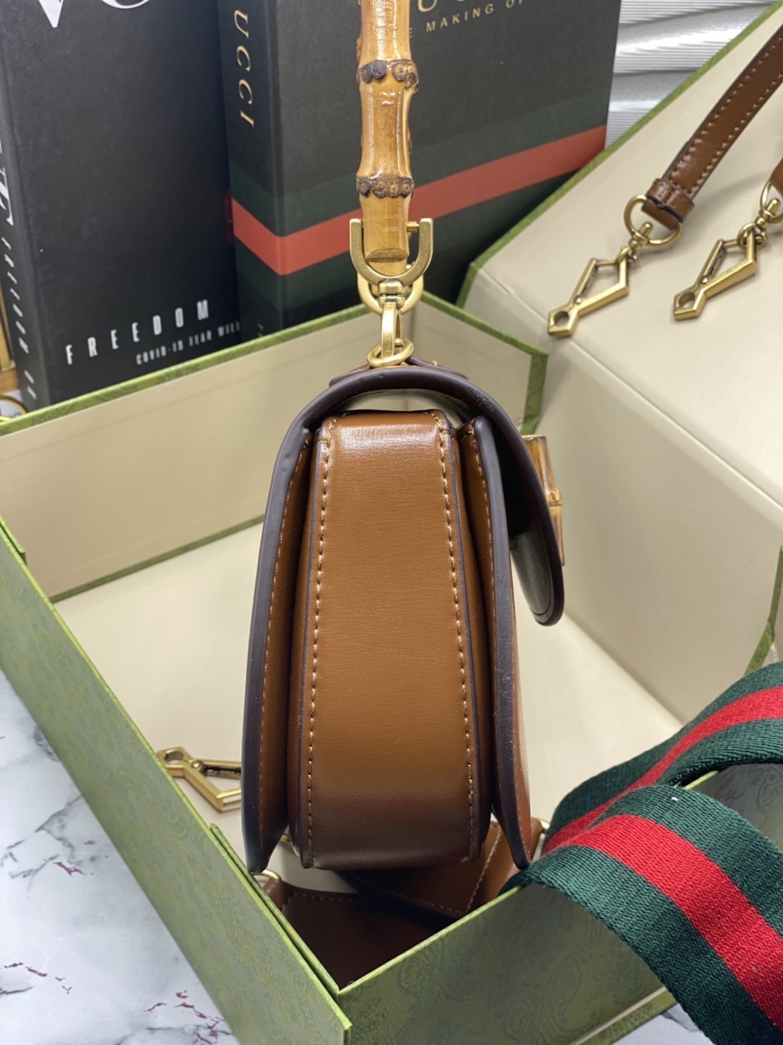 หนังแท้ Gucci Bamboo 1947 small top handle bag พร้อมส่งที่ไทย