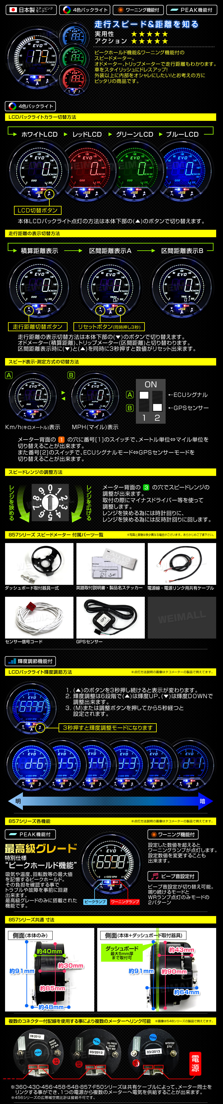 เกจวัดความเร็วดิจิตอล Speedometer รุ่น EVO 2 ขนาด 85 mm