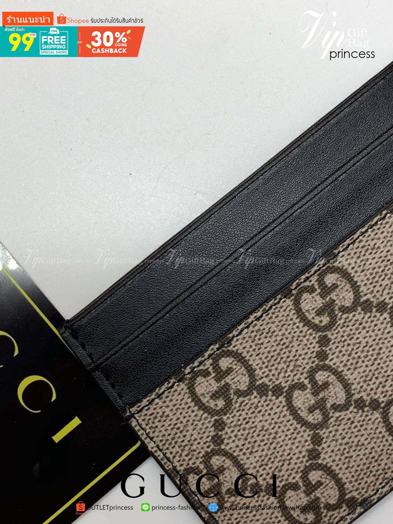 พรีเมี่ยมกิ๊ฟแท้ 100% 】GUCCI PRINT GG SUPREME WALLET in Coated Canvas กระเป๋าสตางค์ และกระเป๋าใส่การ์ด หนังแท้ พิมพ์ลายสวยงามคมชัด ใช้ได้ทั้ง หญิง/ชาย