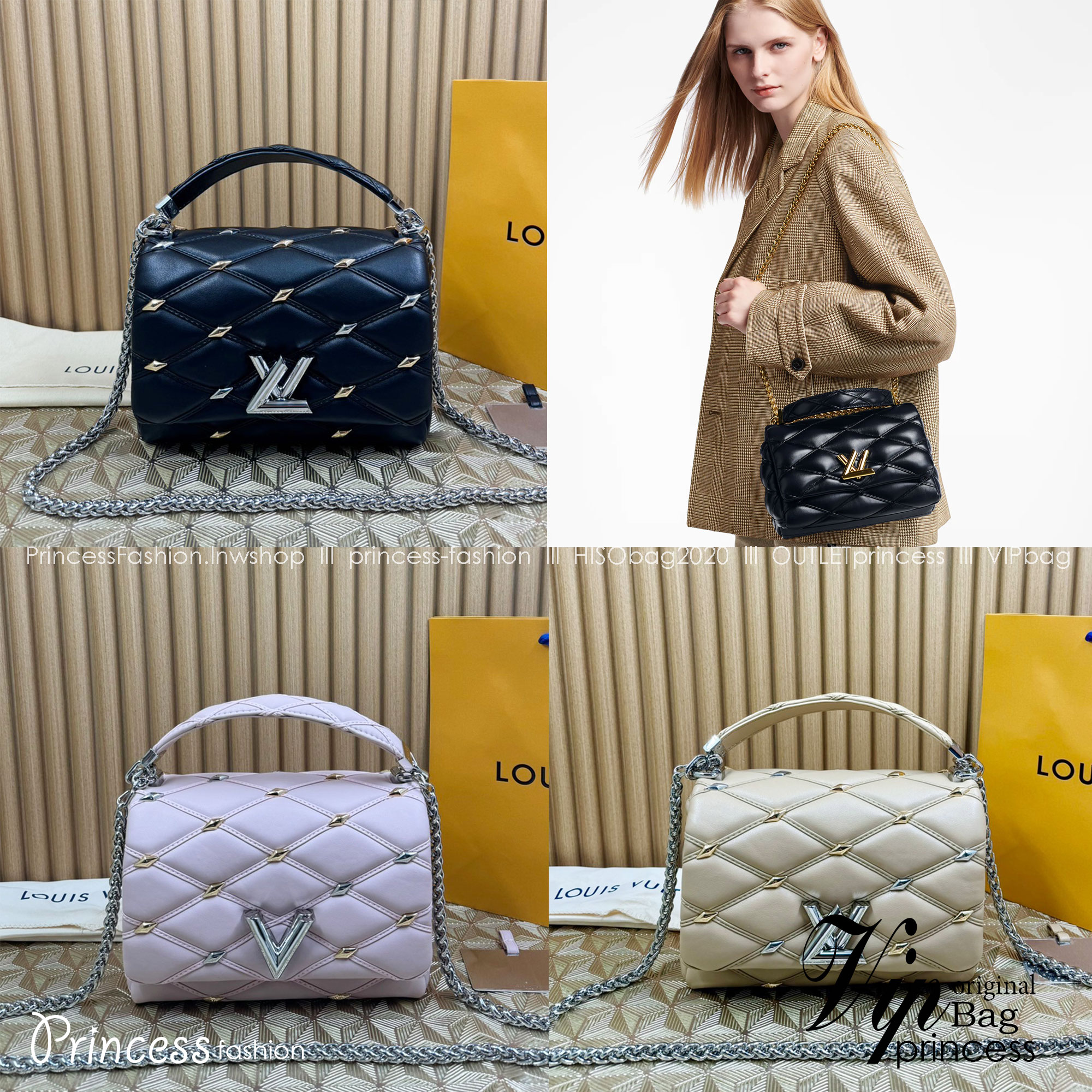 พร้อมส่ง 3 สี LV Twist Bag 24cm / LV GO-14 กระเป๋าหนังบุนวมอันเป็นเอกลักษณ์ของเมซง เกรดออริจินอล 1:1 สลับแท้ ภาพถ่ายจากงานขายจริง