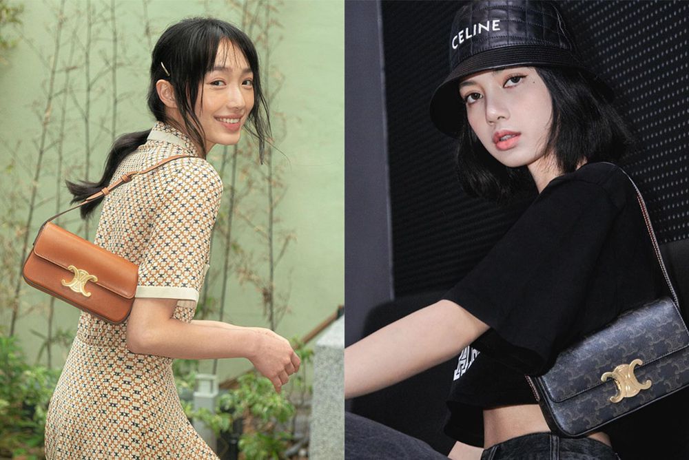 CELINE TRIOMPHE SHOULDER BAG VIP GIFT WITH PURCHASE-GWP พรีเมี่ยมกิ๊ฟ Limited Edition จาก CELINE PERFUME DUTY FREE COUNTER วัสดุหนังแกะสังเคราะห์เรียบ ดีไซน์ยอดนิยมสไตล์สาว LISA ทรงเหลี่ยมสวยหรูอยู่ทรง