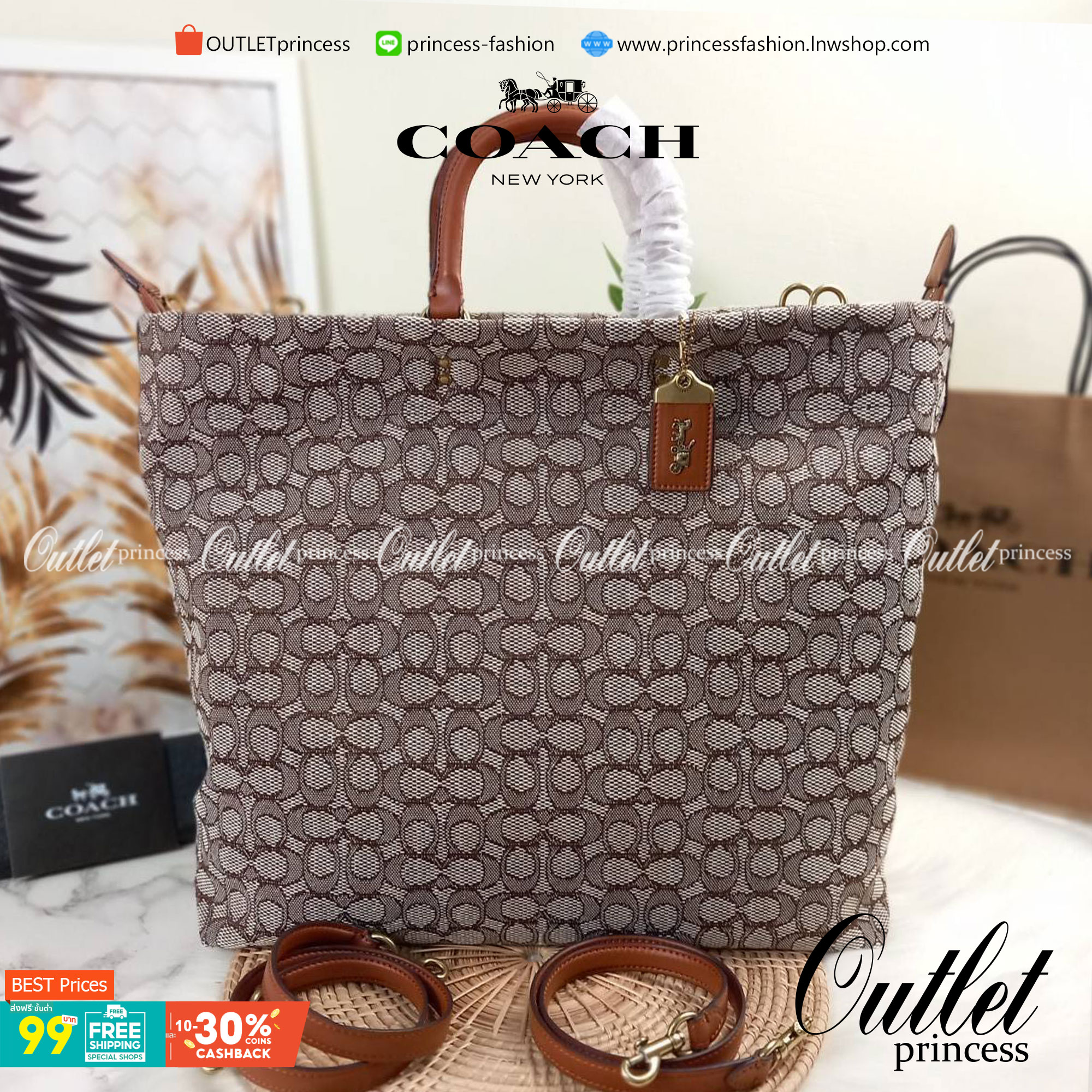 คอลเลคชั่นนี้ เด็ดมากๆ🌺😎//>>COACH ROGUE TOTE IN SIGNATURE TEXTILE JACQUARD(COACH C6161)🍁กระเป๋าทรงTOTE ใบใหญ่ จุของได้สะใจสุดๆ จะถือ หรือสะพายได้ตามดีไซน์การใช้งาน มีสายสะพายยาวให้ 2 เส้น แบบสะพายคู่//วัสดุ JACQUARD ตัดขอบหน้