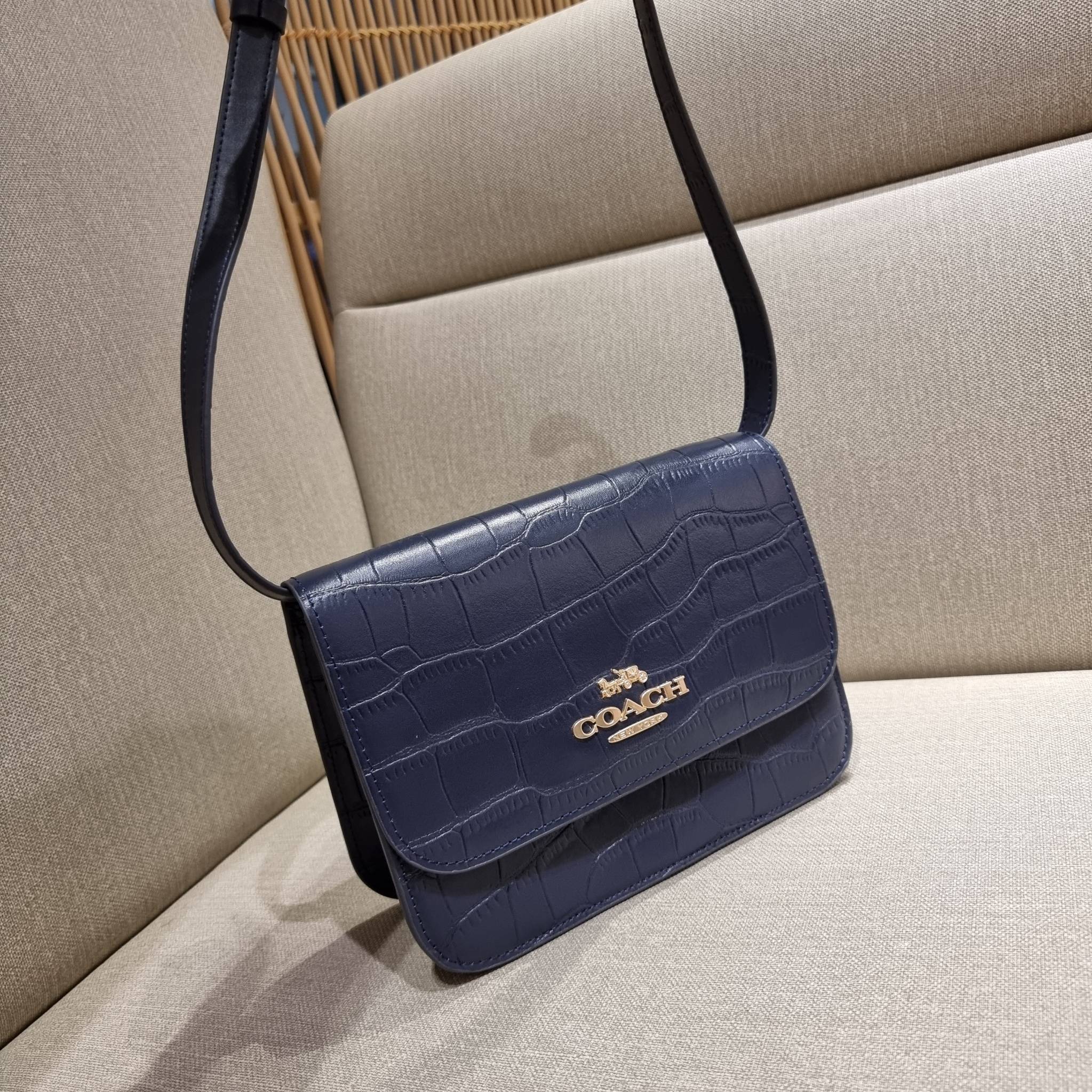 COACH C5631 BRYNN FLAP CROSSBODY แซ่บที่สุด ใหม่ที่สุด!! คอลเลคชั่นใหม่!! มองยังไงก็หลงรักละสายตาไม่ไหว กระเป๋าสะพายข้างลุคไฮน์ ที่ดีไซน์ออกมาได้ปัง และดูแพงมากๆ ด้วยดีเทลคลาสสิค รูปทรงใช้งานง่าย เรียบๆแต่มีดีเทล วัสดุหนังลายจระเข้ สวยม้าก!!! เปิด-ปิดด้วย