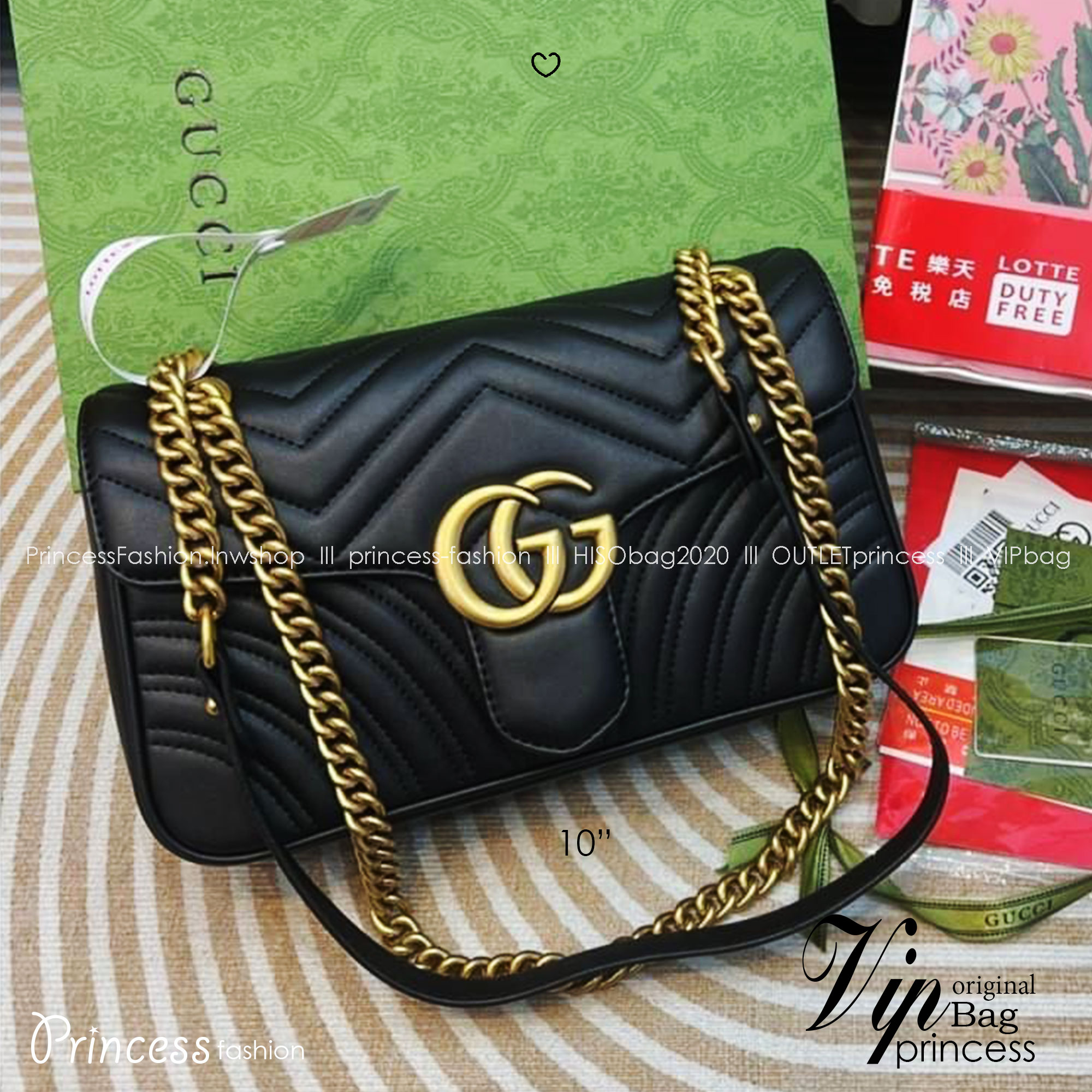GUCCI GG Marmont shoulder bag กระเป๋าสะพายข้างรุ่นคลาสสิค สะพายขับผิว ดูแพง อัพลุคได้สบายๆ เปิด-ปิดด้วยตัวกดล็อคแน่นหนา ด้านหลังดีไซน์รูปหัวใจ
