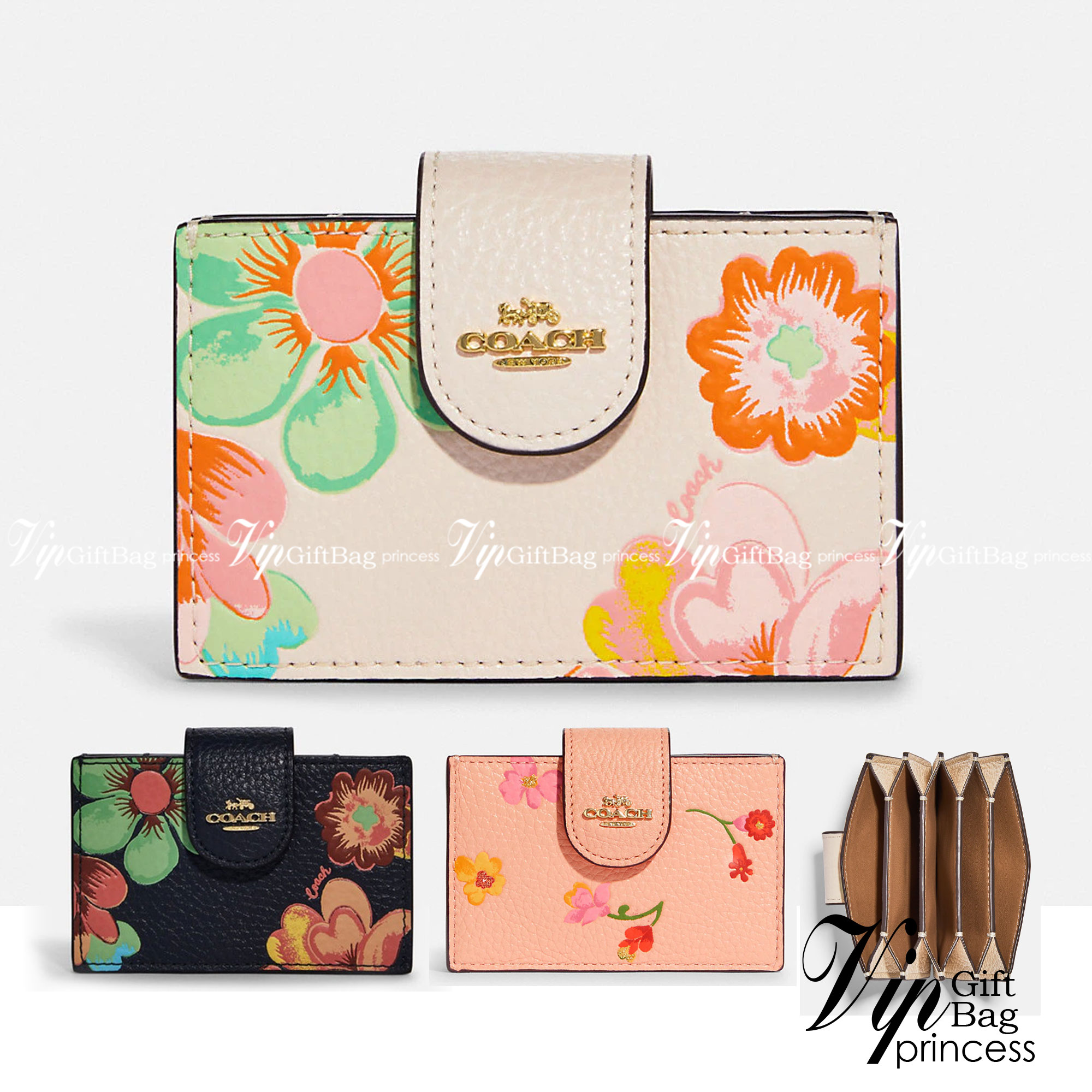 COACH C8325 ACCORDION CARD CASE WITH DREAMY LAND FLORAL PRINT ไอเท็มที่ทำใจฟูจัดเลยจ้า กับกระเป๋าถนอมบัตร ที่สาวๆตามหา ดีไซน์ลวดลายน่ารักมากๆ ขนาดกะทัดรัด พกพาสะดวก วัสดุหนัง pepble ภายในเป็นช่องใส่บัตรได้หลายใบ เหมาะมากสำหรับใครที่มองหากระเป๋าแบ่งสัดส่วน