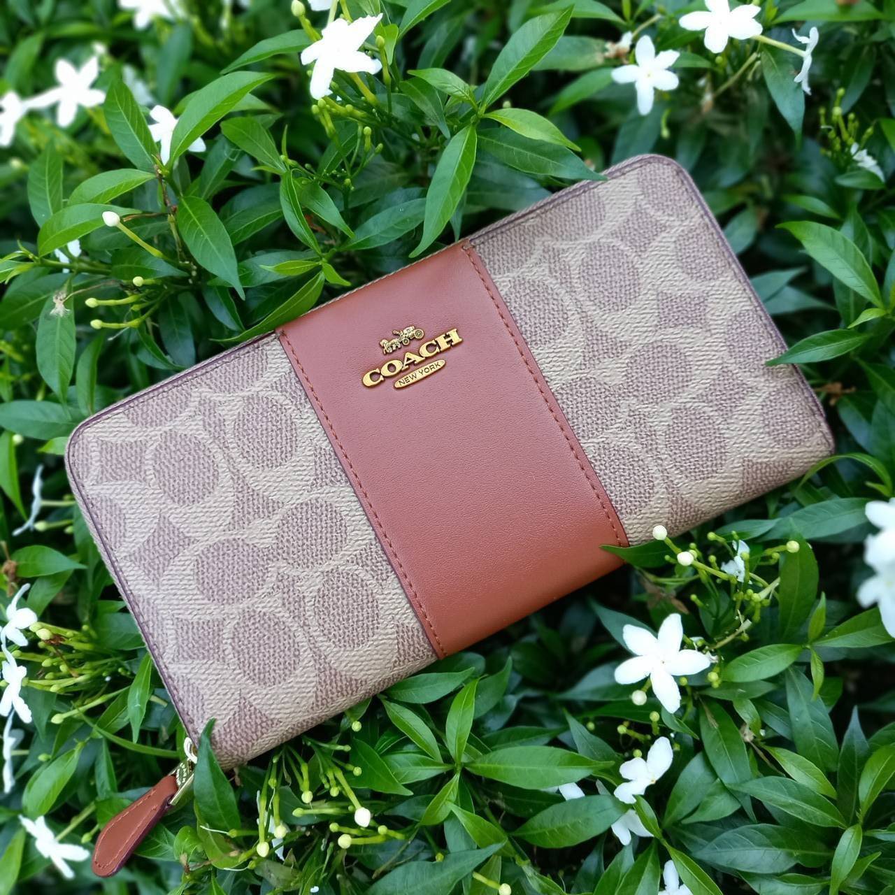 มาเท่าไหรก็ไม่เคยพอจริงๆ มีความต้องการกันถึงขีดสุด❣️😘>>COACH ACCORDION ZIP WALLET IN COLORBLOCK SIGNATURE CANVAS (COACH 31546)🍁กระเป๋าสตางค์ใบยาว ซิปรอบ //วัสดุหนังแคนวาสสลับหนังแท้ ดีไซน์สวย โดดเด่นลงตัวเป็นที่สุด ด้านในมีช่อ