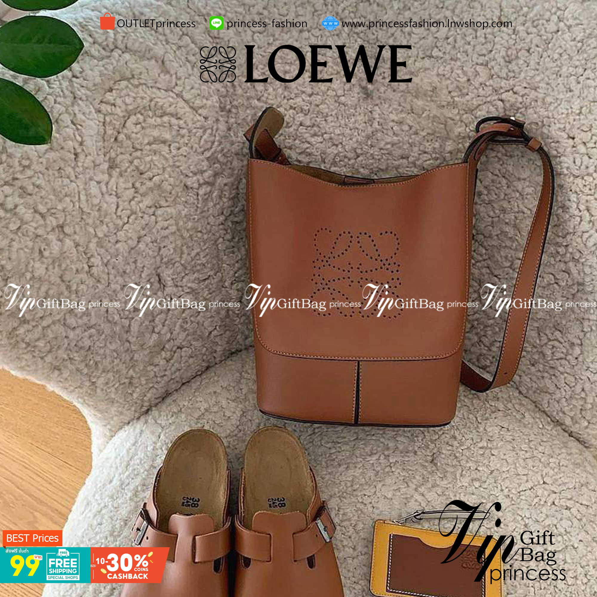 พร้อมส่งความสวย! Super Rare! ห้ามพลาด! LOEWE HOBO LEATHER SHOULDER BAG VIP GIFT WITH PURCHASE (GWP) กระเป๋าหนังแท้พรีเมี่ยมกิ๊ฟ Limited Edition จาก LOEWE PERFUME DUTYFREE รุ่น Rare items วัสดุหนังแท้ Lambskin หนังนิ่มสวยดีไซน์หรูด้านหน้าฉลุโลโก้ Loewe Ana