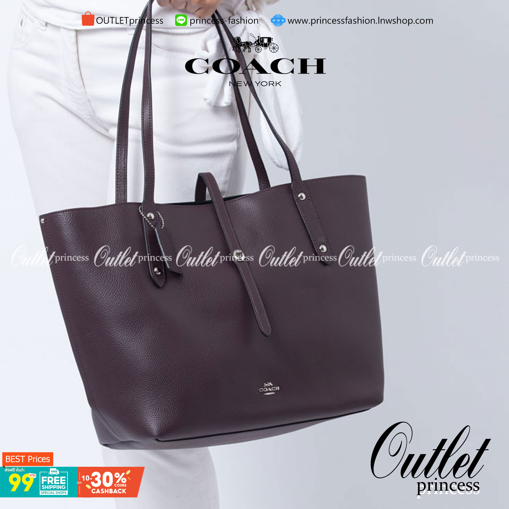 COACH MARKET TOTE กระเป๋าถือใบใหญ่ทรง TOTE ทรงกระเป๋าสวยหรู กระเป๋าใบใหญ่ใส่ของได้เยอะ Tote bag อีกหนึ่งรุ่นฮิต ให้พื้นที่จุของกว้างขวาง เชื่อว่าต้องเคยผ่านตาสาว ๆ มาก่อนแน่นอนค่ะ เพราะเป็นกระเป๋าที่ใช้งานง่าย สะพายไหล่ไปได้ทุกที่ ทุกโอกาส ด้วยขนาดของกระเ