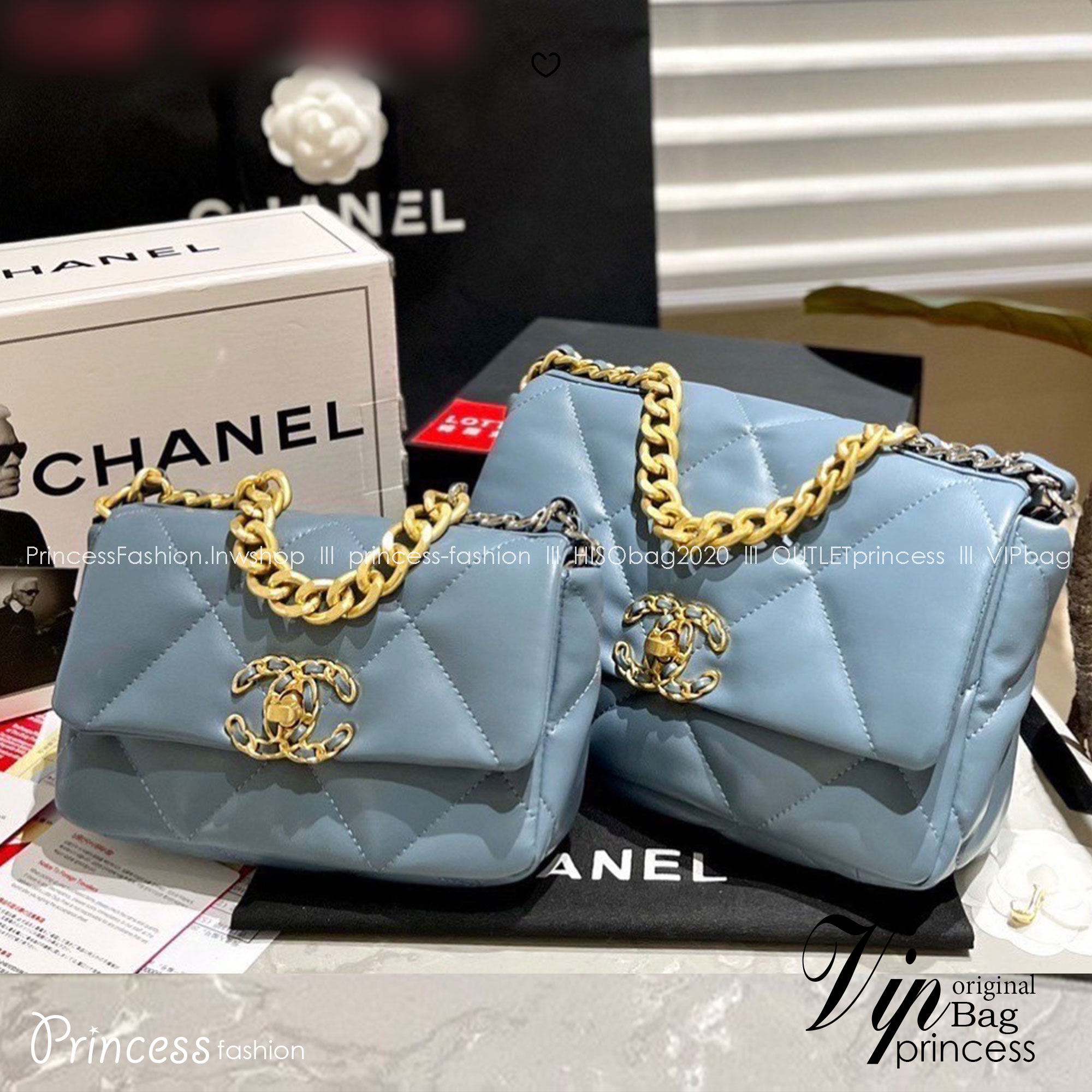 พร้อมส่ง 5 สี 8" 10" CHANEL 19 FLAP BAG กระเป๋าสะพายดีไซส์คลาสสิค หนังนิ่ม เงาขึ้นรูปสวย สายสะพายโซ่สองสีสลับหนัง