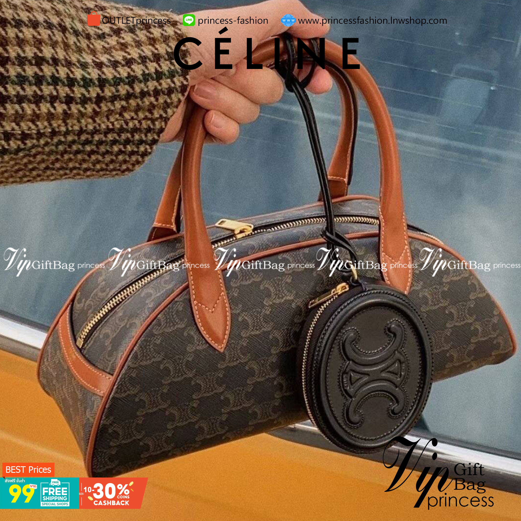 VIP 】CELINE VINTAGE BAG 2021 handlebag canvas งานหนังแท้ผสมแคนวาส โดดเด่นไม่เหมือนกับลวดลายแคนวาสที่เป็นเอกลักษณ์แบรนด์แบบไม่เหมือนใครให้ด้วยความเรียบหรู เหมาะสำหรับการใช้งานในชีวิตประจำวันเป็นอย่างมาก