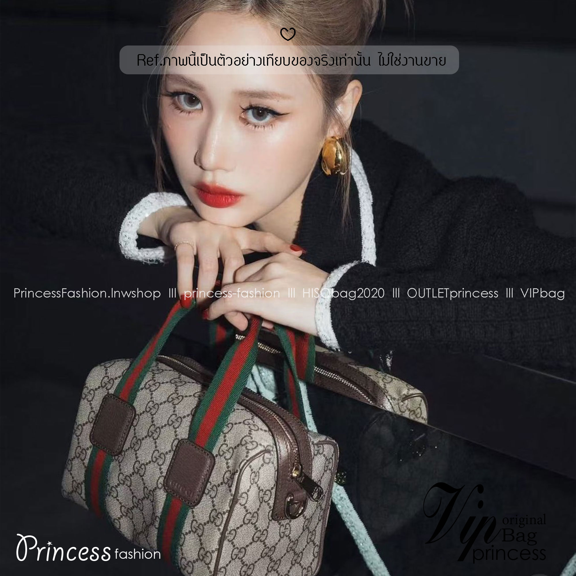 ORI หนังแท้ | GUCCI Mini GG handbag Soft Supreme 20cm / GUCCI Keepall Bag กระเป๋าสะพายทรงหมอนใบเล็ก สไตล์นี้ตีความรูปทรงกระเป๋าบอสตันโฉมใหม่ด้วยรายละเอียดผ้าแคนวาสแถบ Web