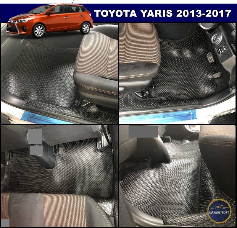 ยางปูพื้นรถยนต์ YARIS 2013-2017 แบบกระดุมเม็ดเล็กpvc สีดำ เต็มคัน