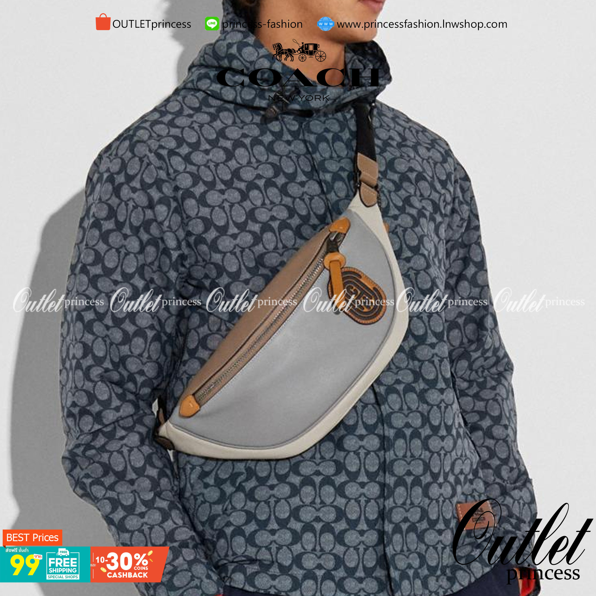 OUTTLET 】Rivington Belt Bag In Colorblock With Coach Patch (F959) Silver รุ่นที่ถามกันมาเยอะเลยคะ! สวยงามใช้ได้ทั้งชาย//หญิงเลยจร้า 🌈 Coach Belt Bag ใบใหญ่คะ! กระเป๋าคาดอกด้านหน้า//คาดไปทางด้านหลัง//หรือคาดเอวได้ ตามแต่ความถนัดได้เลยนะคะ หนังแท้ น