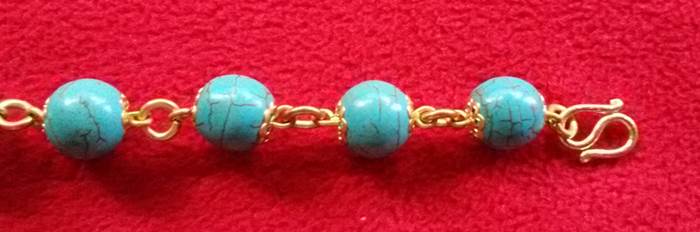 สร้อยข้อมือทองเหลืองหินเทอร์ควอยส์สีฟ้า(มีโชค)ค่ะ