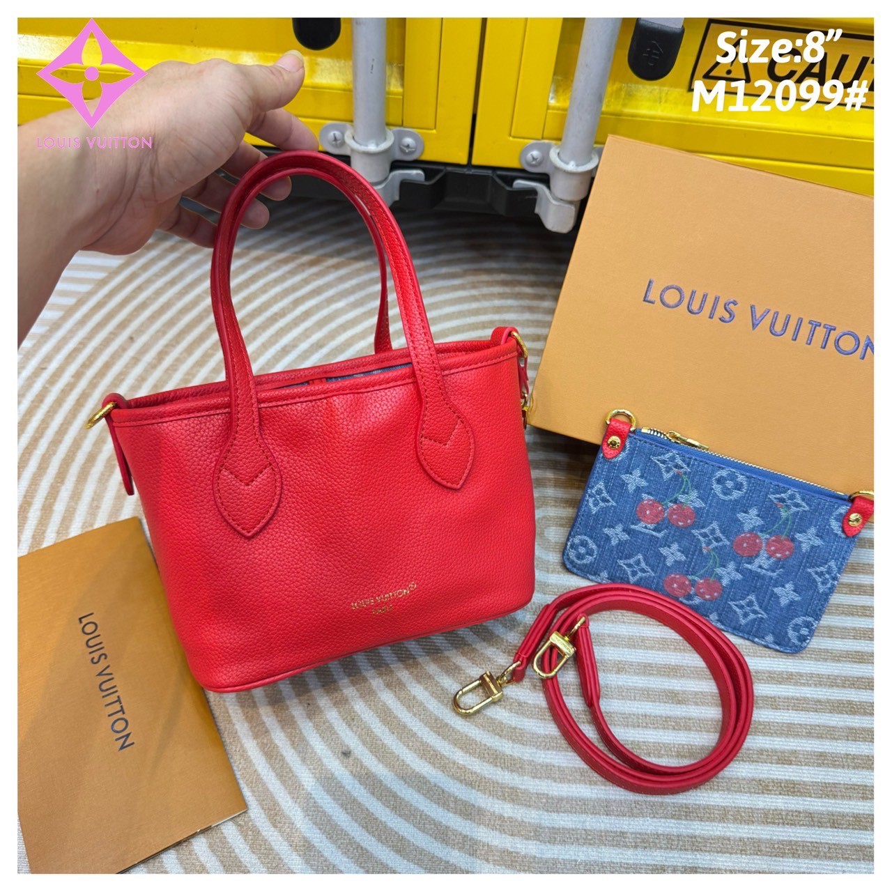 LV x TM - Neverfull Inside Out BB Bag Monogram cherry กระเป๋าสะพายทรงโท้ทใบเล็กน่ารัก กลับใช้งานได้ 2 ด้าน ดีไซน์ใหม่ล่าสุดก่อนใคร