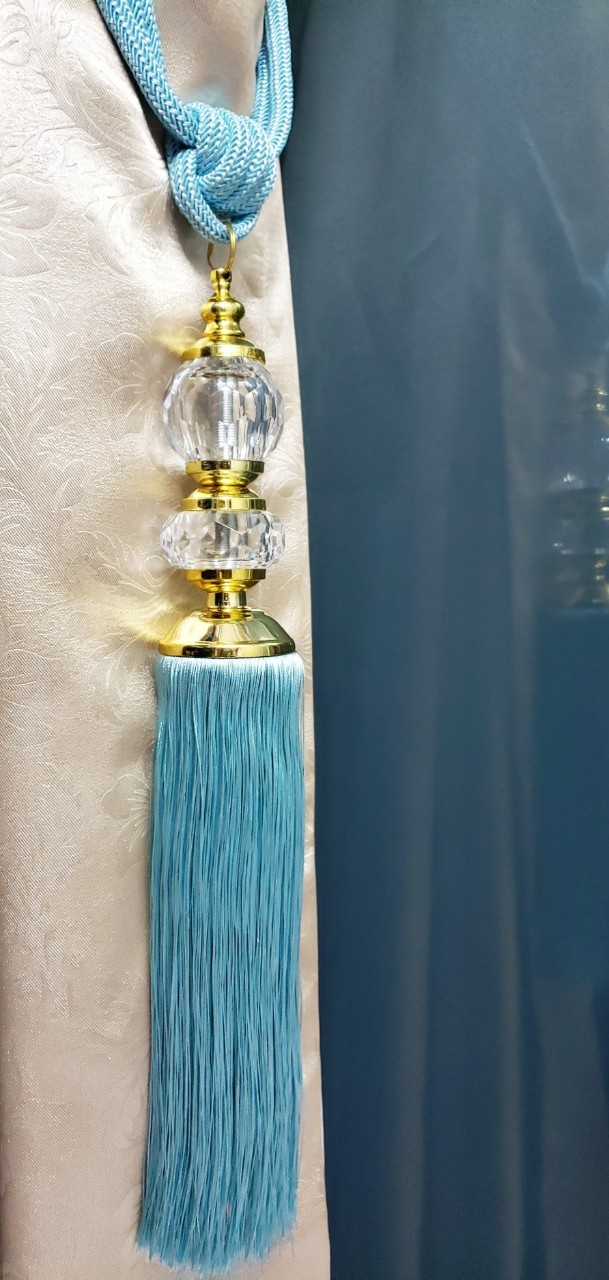 สายรวบม่าน สายรัดผ้าม่าน รุ่นคริสตัลสีฟ้า (crystal)