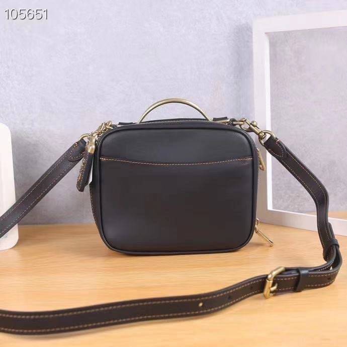 ของแท้ Coach RILEY LUNCHBOX BAG IN COLORBLOCK SIGNATURE CANVAS Black