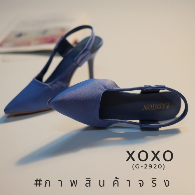 รองเท้างานสวม ส้นเข็ม รัดหลัง สไตล์สาวเปรียว ลุคมั่นใจ ทรงเปิด ด้านหน้าทรงวี ใส่แล้วขาดูเรียวยาวดี วัสดุผ้าซาติน ลายเรียบ ไม่แต่งลวดลาย น้ำหนักเบา สวมใส่ง่าย