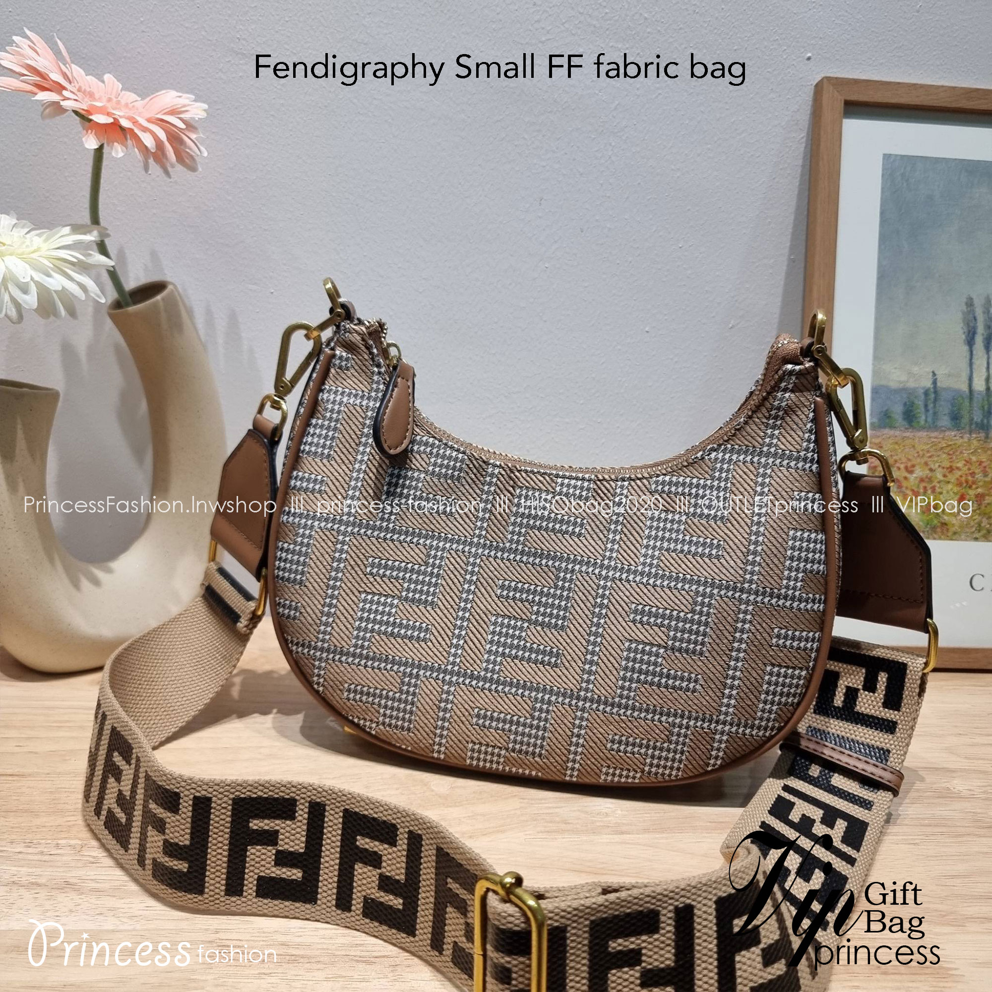 Fendigraphy Small FF fabric bag / FENDI HOBO / FENDI MONOGRAM CROSSBODY HOBO BAG กระเป๋าสะพายข้างใหม่ล่าสุด ดีไซน์ลวดลายรอบใบ มี texture โดดเด่นน่าใช้ ดูหรูและคลาสสิคในตัว