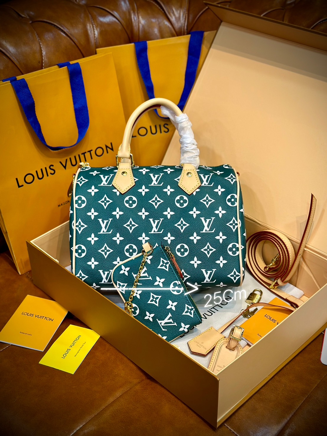 LV Speedy P9 Bandoulière 25 กระเป๋าสะพายสปีดี้รุ่นใหม่หรูหรา กระเป๋าทรงหมอนท็อปฮิตดีไซน์ใหม่ต้อนรับฤดูร้อน โดดเด่นด้วยการตกแต่งลายพิมพ์สดใส รูปทรงสวยตลอดกาล