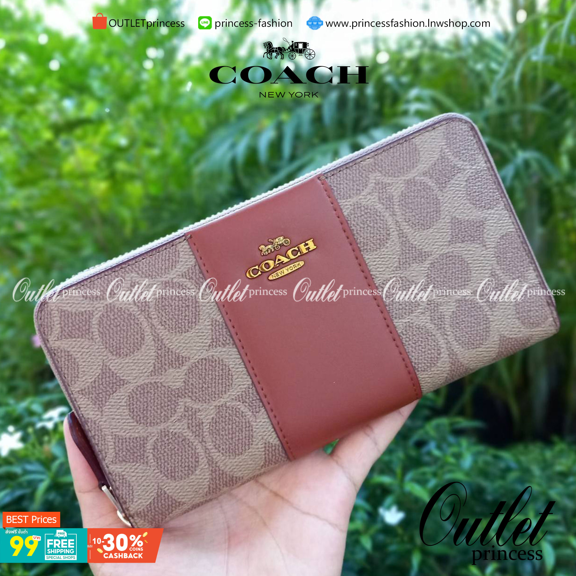 มาเท่าไหรก็ไม่เคยพอจริงๆ มีความต้องการกันถึงขีดสุด❣️😘>>COACH ACCORDION ZIP WALLET IN COLORBLOCK SIGNATURE CANVAS (COACH 31546)🍁กระเป๋าสตางค์ใบยาว ซิปรอบ //วัสดุหนังแคนวาสสลับหนังแท้ ดีไซน์สวย โดดเด่นลงตัวเป็นที่สุด ด้านในมีช่อ