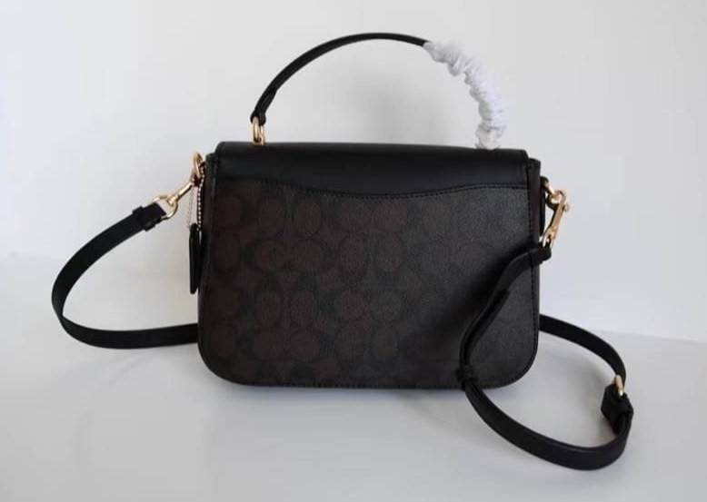 Coach Marlie Top Handle Satchel In Signature Chambray & Canvas Brown Black C1765