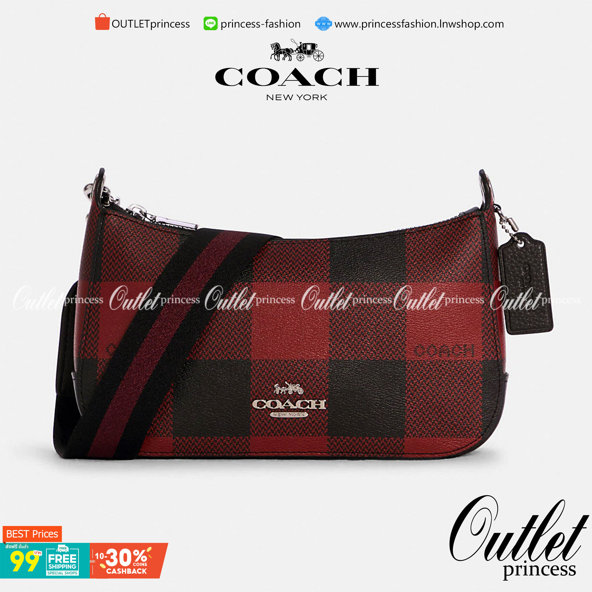 OUTLET 】COACH C6818 JES BAGUETTE WITH BUFFALO PLAID PRINT คอลเลคชั่นใหม่ล่าสุด พร้อมเสิร์ฟความสวยถึงบ้านเช่นเคย!! กระเป๋าสะพายทรงบาแกตต์ ดีไซน์ย้อนยุค ที่แอบแฝงความเรียบหรูดูแพงอยู่ในตัว โดดเด่นด้วยสายสะพายเส้นใหญ่ โทนสีคอนทราส ทำให้ไอเท็มนี้ดูมีลูกเล่นมา