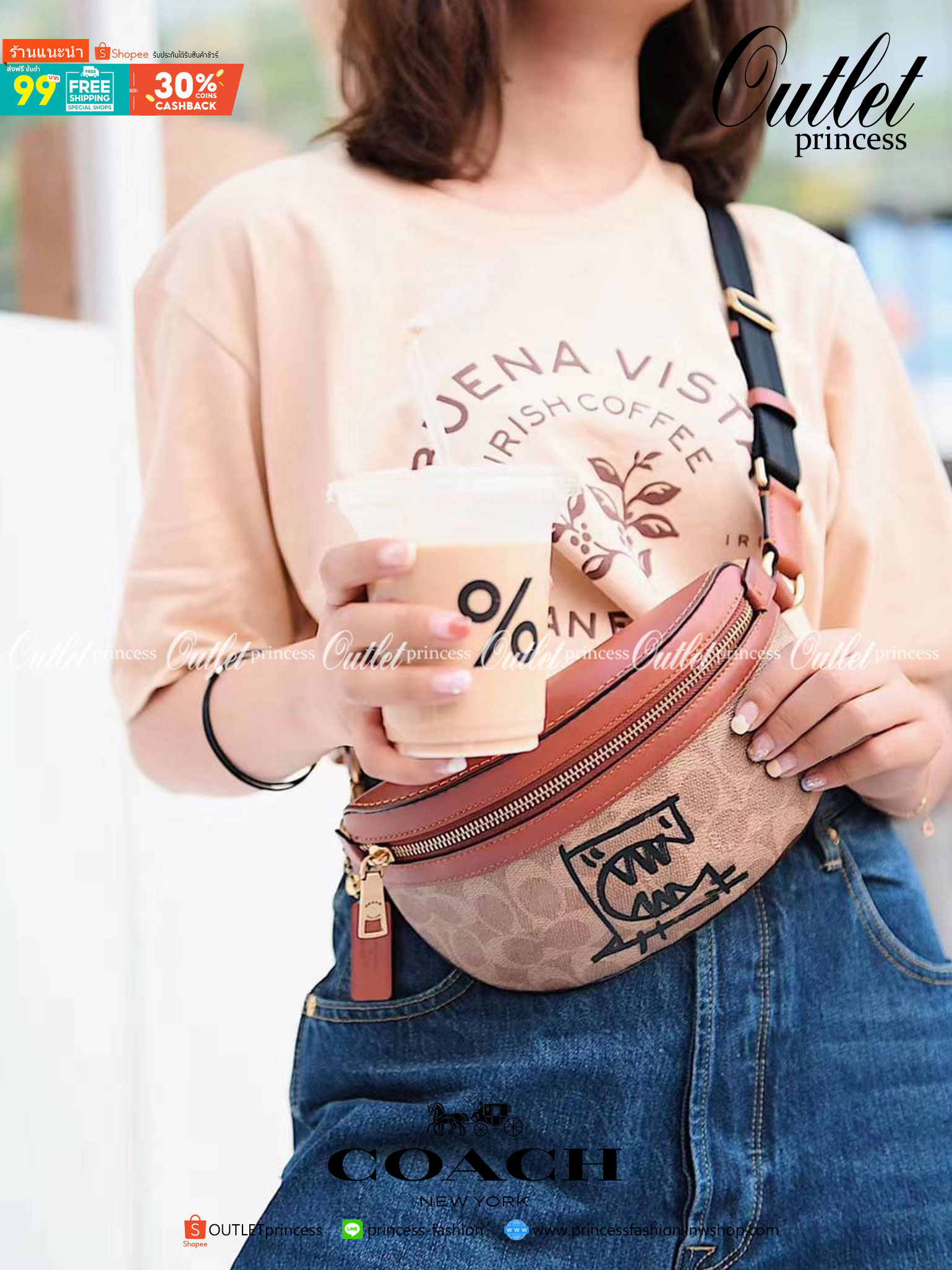 LIMITED EDITION !! COACH BELT BAG IN SIGNATURE WITH REXY BY GUANG YU กลับมาอีกครั้งกับ Coach X Disney สวยงามมากๆค่ะ คาดอก คาดเอวได้ ลาย C ตัดขอบหนังเรียบ มีช่องซิปทั้งหน้า//หลัง ใส่มือถือได้ทุกรุ่น;พาสปอร์ตได้ ;กระเป๋าเงินใบกลางได้;อื่นๆจำเป็นได้ครบค่ะ.