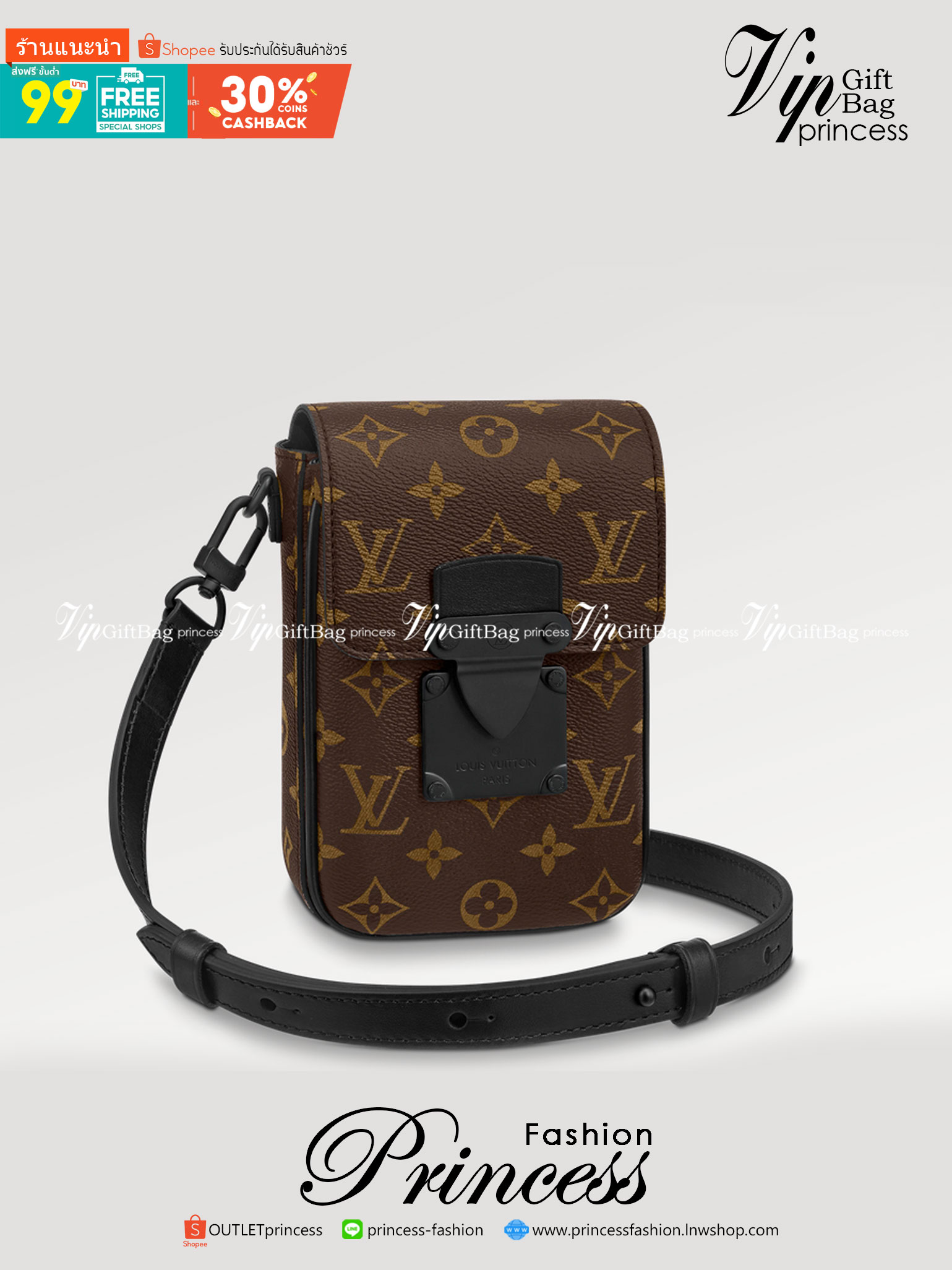 LV S-Lock Vertical wearable wallet / LV Phone bag Monogram Macassar coated canvas and black cowhide leather เกรดออริจินอล ใช้ได้ทั้งผู้หญิงผู้ชาย พร้อมส่งที่ไทย ภาพสินค้าถ่ายจากงานขายจริง ใช้งานต่างประเทศได้