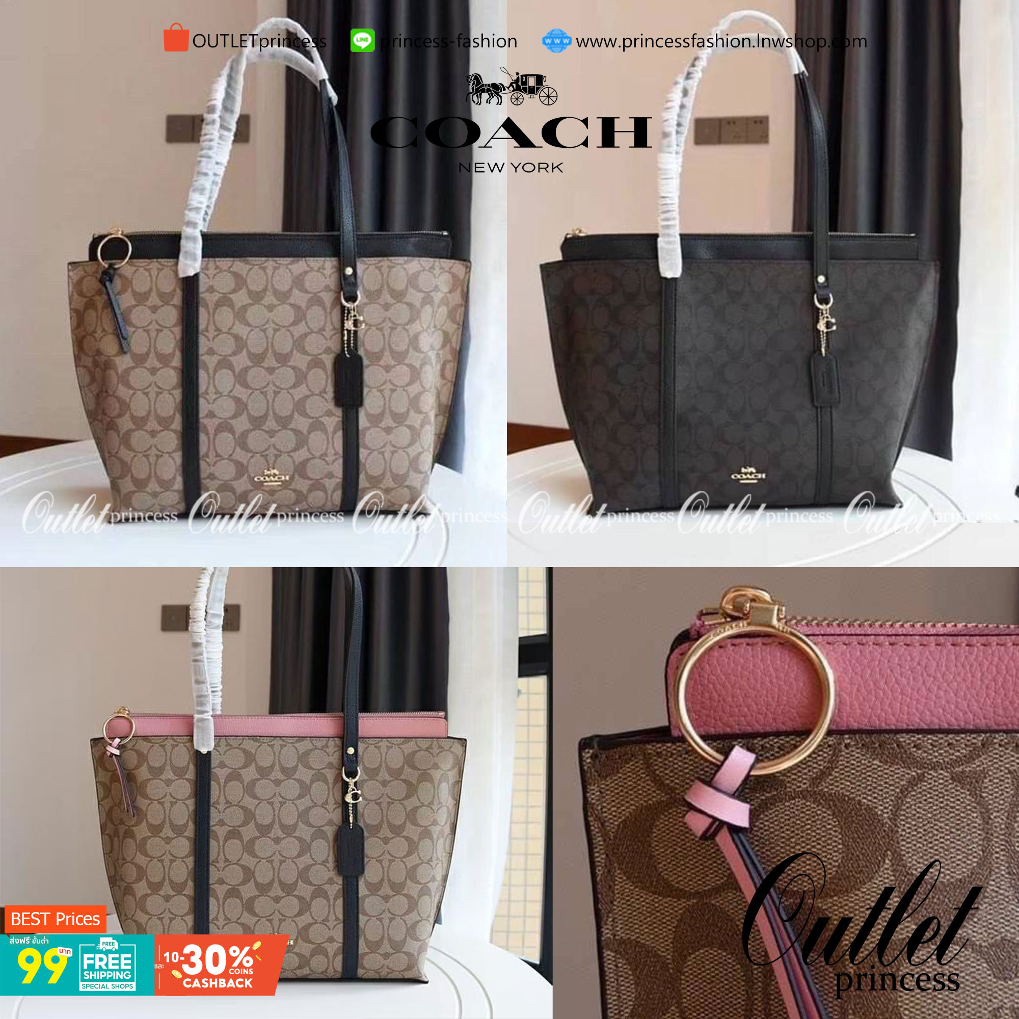 COACH 2319 MAY TOTE IN COLORBLOCK SIGNATURE CANVAS กระเป๋าโท้ท ดีไซน์ใหม่ล่าสุด!! 💕💕 เก๋ตรงปากกระเป๋า คล้ายกระเป๋าซ้อนในตัว สีตัดกับตัวกระเป๋าได้อย่างลงตัว ทรงสวย ใบใหญ่ใส่ของได้เยอะ เปิด-ปิดด้วยซิป รูดใช้งานง่าย ภายในโล่งกว้าง ด้านหลังมีช