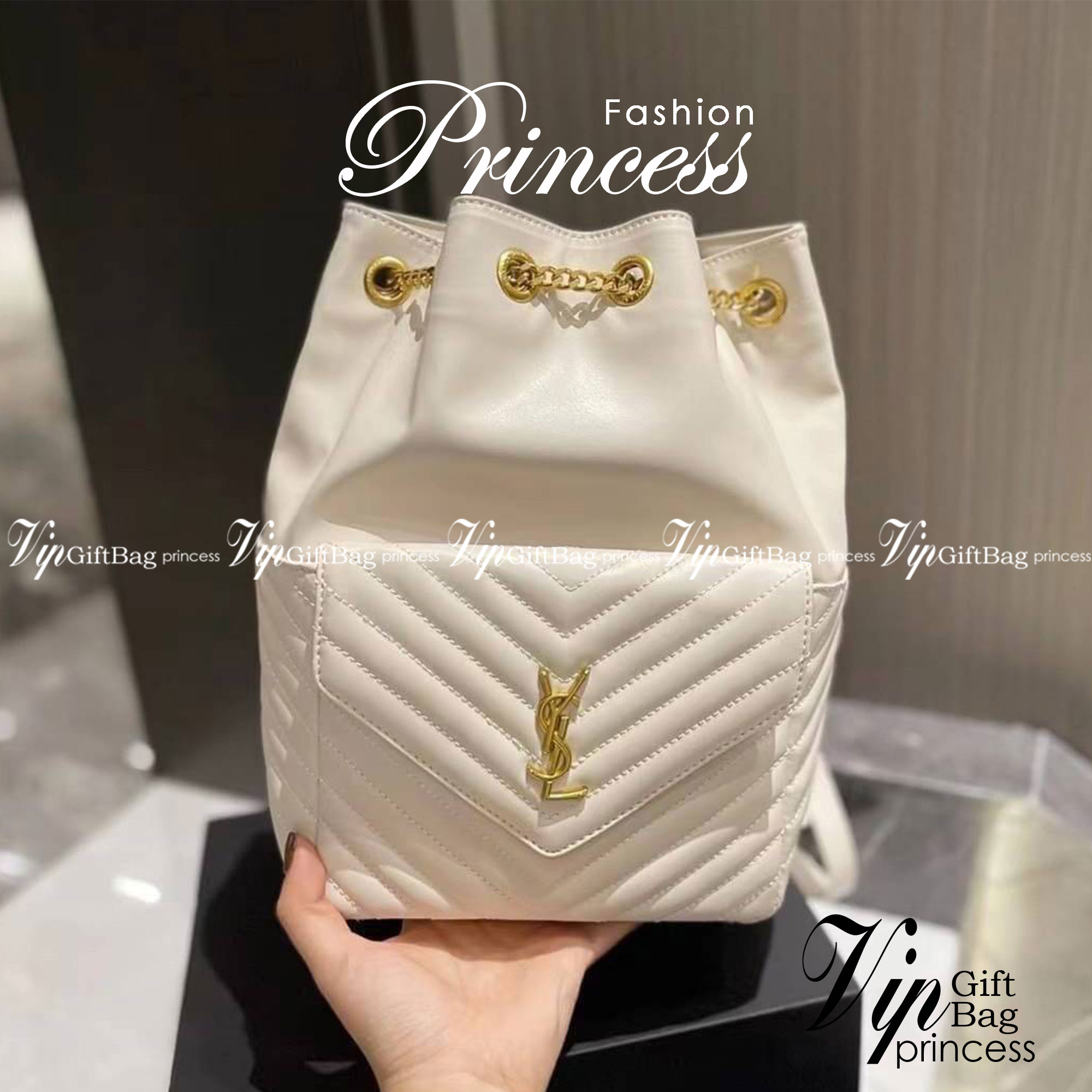 VIP Saint Laurent Joe Drawstring Quilted backpack / YSL Joe Drawstring / YSL Backpack 8" กระเป๋าเป้ใบเล็ก พร้อมส่ง ภาพถ่ายจากงานจริง