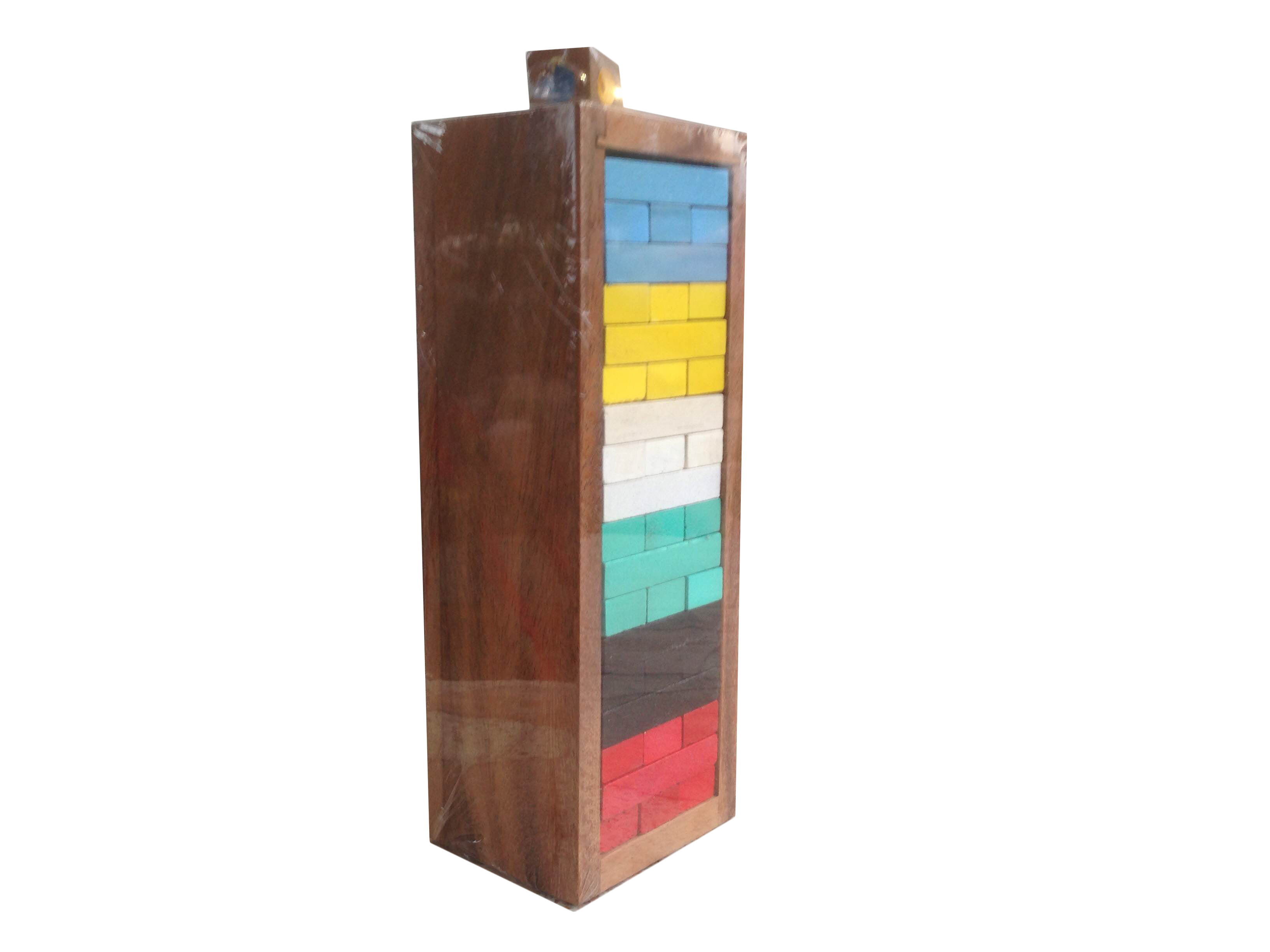 Jenga เกมตึกถล่มไม้แบบสีพร้อมลูกเต๋า(ไซส์กลาง)