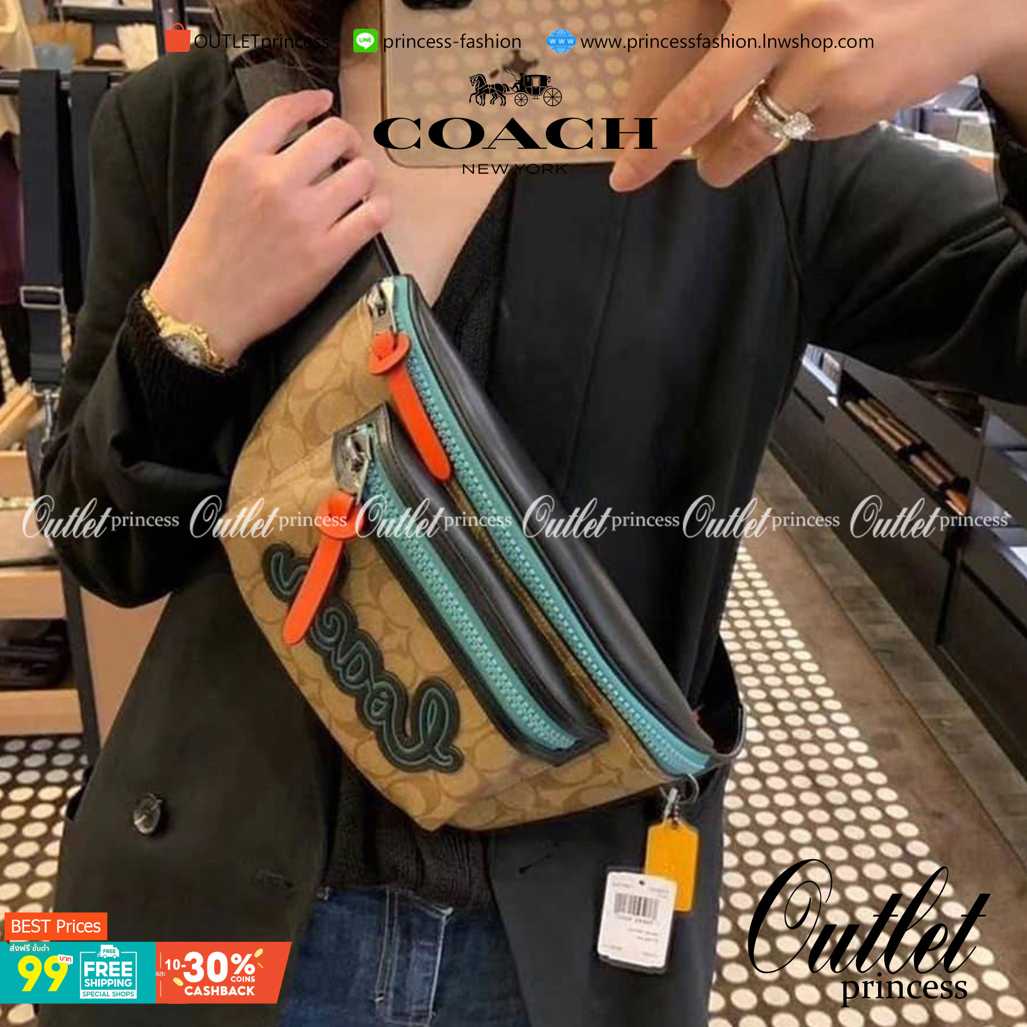 COACH F72931 TERRAIN BELT BAG IN SIGNATURE CANVAS กระเป๋าคาดอก ดีไซน์สุดเท่ มองยังไงก็ไม่มีเบื่อ ด้วยรูปลักษณ์ และความคลาสสิค ผสานกันอย่างลงตัว วัสดุหนังแคนวาสสลับหนังแท้ มีช่องซิปแบ่งเป็นสัดส่วน ด้านหลังบุนวมและมีช่องซิปไปอีก!! ภายในโล่งกว้าง ใส่กระเป๋าส