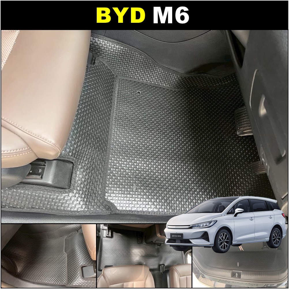 ยางปูพื้นรถยนต์ BYD M6 2024 พรมกระดุม บีวายดี เอ็ม6 เข้ารูป ในรถ เต็มคัน