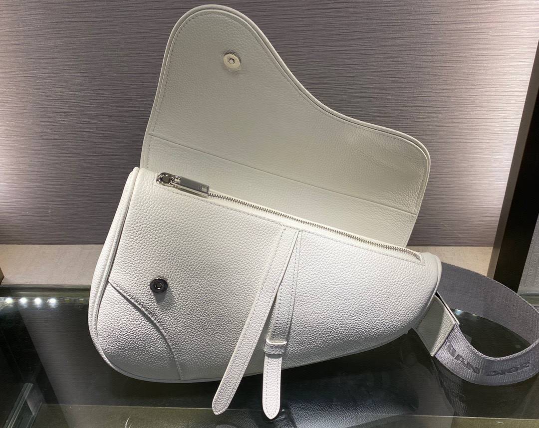 VIP 】หนังแท้ CHRISTIAN DIOR SADDLE BAG White Grained Calfskin
