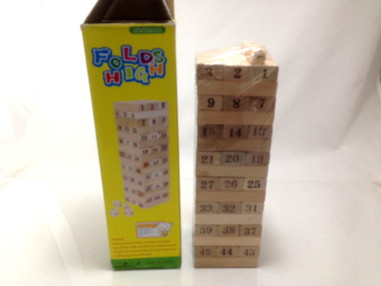 เกมตึกถล่มไม้ เจงก้าไม้ขนาด16 ชั้น มีสองแบบ แบบตัวเลขและสี