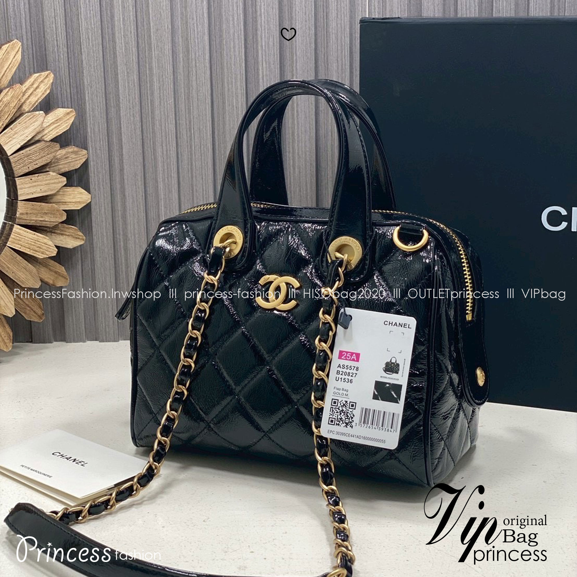 ORI หนังแท้ | Chanel Small Bowling Bag Crumpled Leather / Chanel Keepall Bag กระเป๋าถือ กระเป๋าสะพายรุ่นใหม่ล่าสุด ดีไซน์หนังยับเงา ในคอลเลกชัน Métiers d’art ปี 2024/25 ด้วยลูกเล่นของเนื้อสัมผัสและรูปแบบ