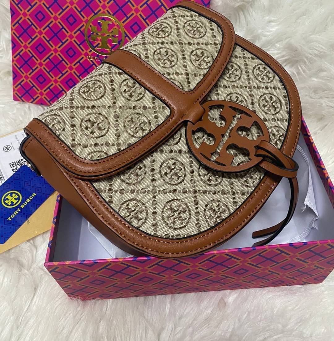 TORY BURCH MILLER CANVAS QUADRANT SADDLE BAG