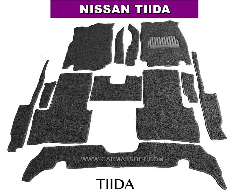 พรมดักฝุ่นไวนิล NISSAN TIIDA สีเทา เต็มคัน สวยงาม เข้ารูป