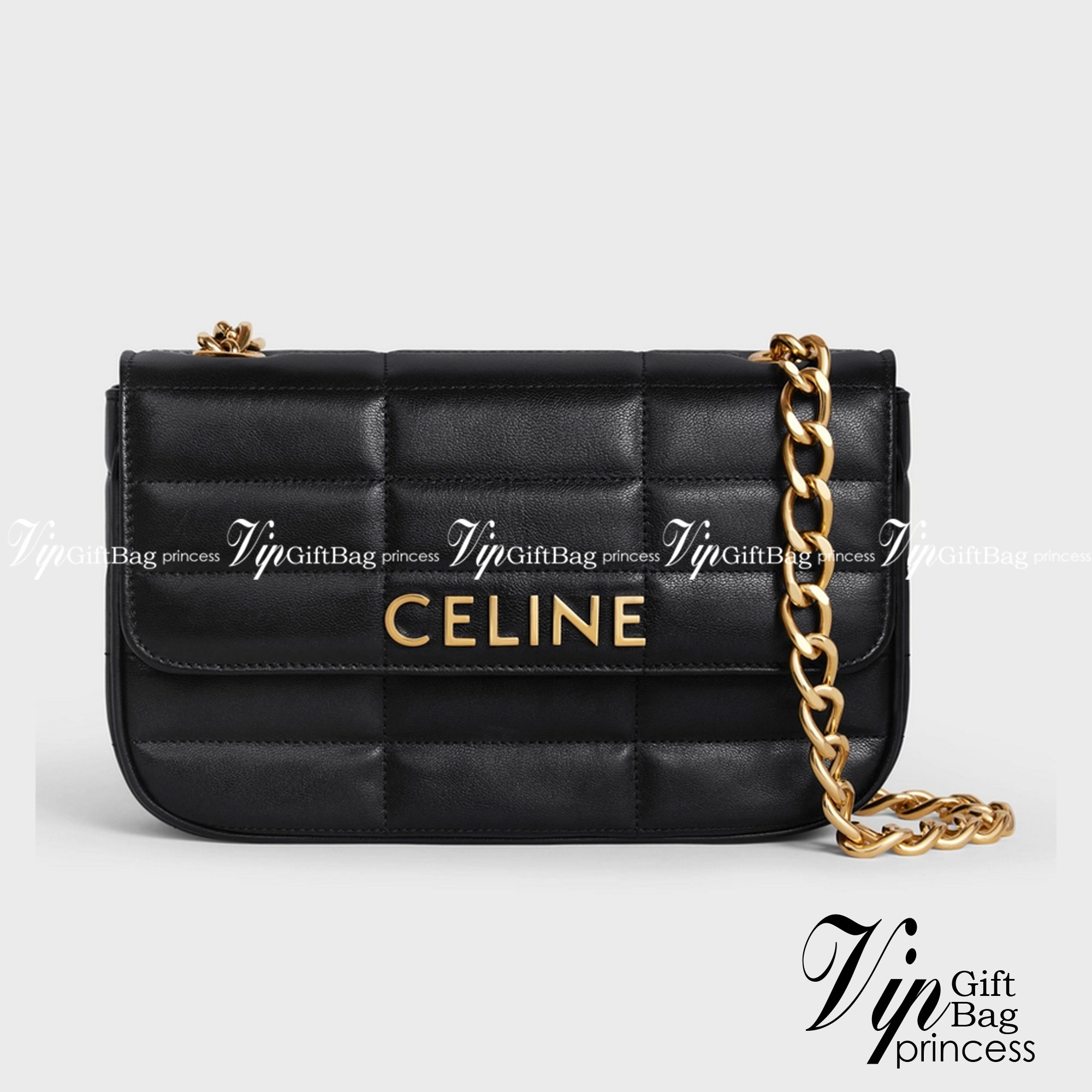 CELINE CHAIN SHOULDER BAG MATELASSE MONOCHROME ภาพสินค้าถ่ายจากงานขายจริง ใช้งานต่างประเทศได้