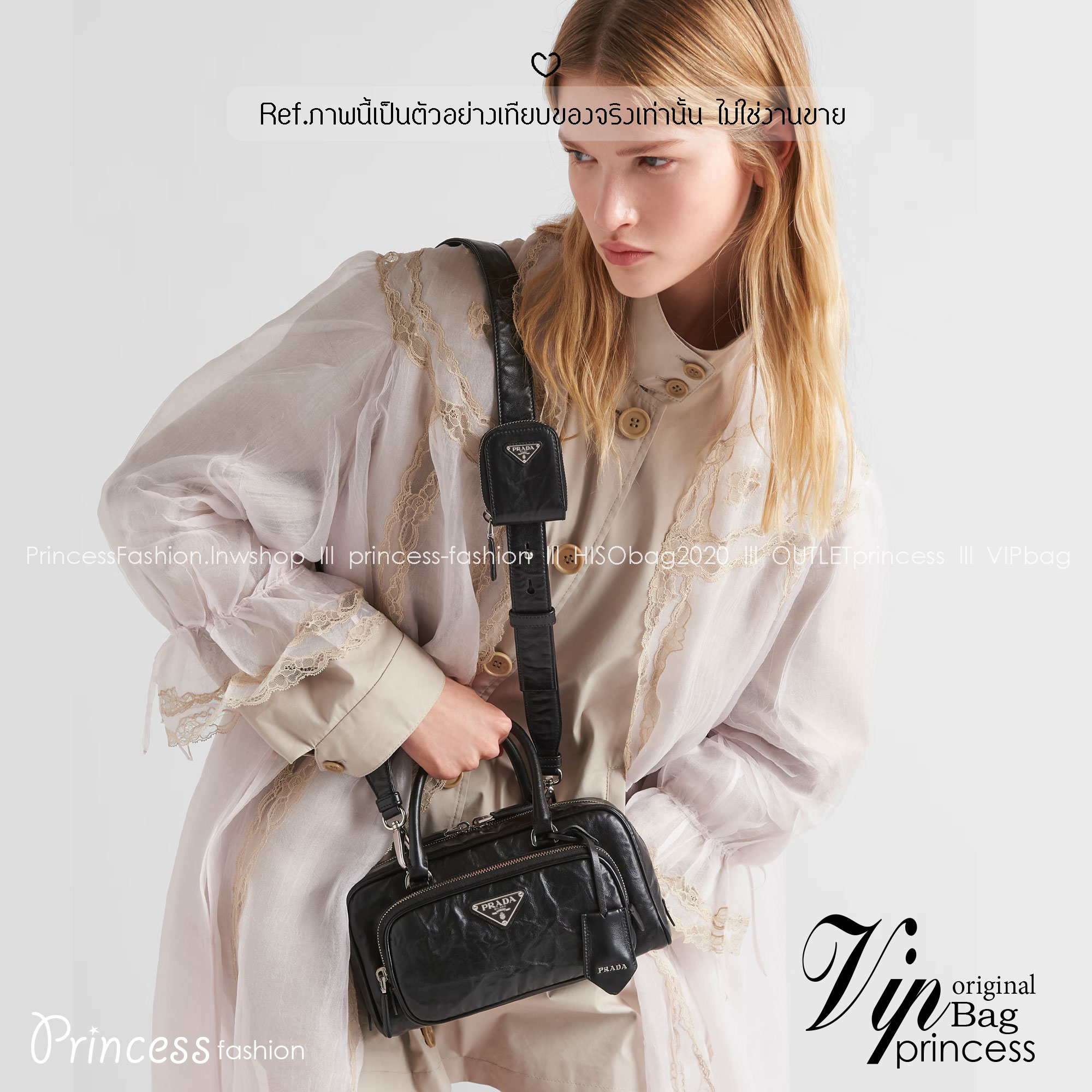 ORI หนังแท้ | Prada Antique nappa leather multi-pocket top-handle bag กระเป๋าสะพายทรง keepall มีช่องซิปด้านหน้าพร้อมหูจับ งานหนังยับดีไซน์เอฟเฟกต์เท็กซ์เจอร์ที่มีเสน่ห์สไตล์วินเทจ