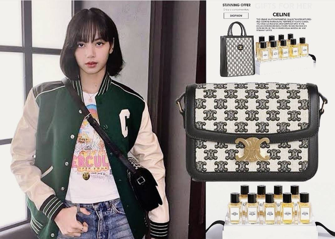 CELINE TRIOMPHE CROSSBODY BAG VIP GIFT WITH PURCHASE-GWP พรีเมี่ยมกิ๊ฟ Limited Edition จาก CELINE PERFUME DUTY FREE COUNTER วัสดุ CANVAS & LEATHER ดีไซน์ยอดนิยมสไตล์สาว LISA