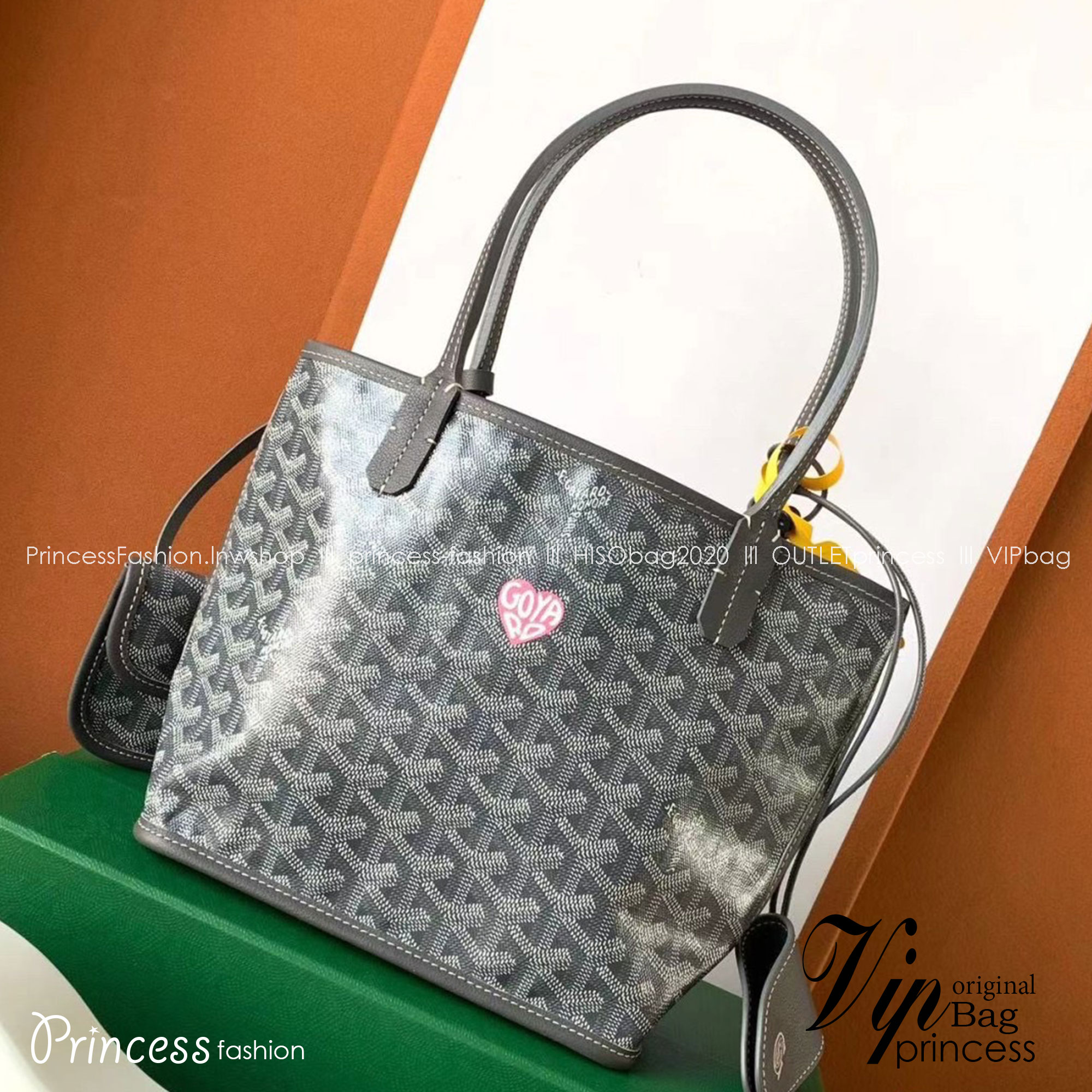 GOYARD Anjou Mini Bag Little Heart Shape กระเป๋าทรงโท้ทมินิ หนังแท้สวยเป๊ะ เกรดท็อปออริ สลับแท้ 1:1 เกรดดีสุด ใช้ต่างประเทศได้ ผ่านทุก ตม.