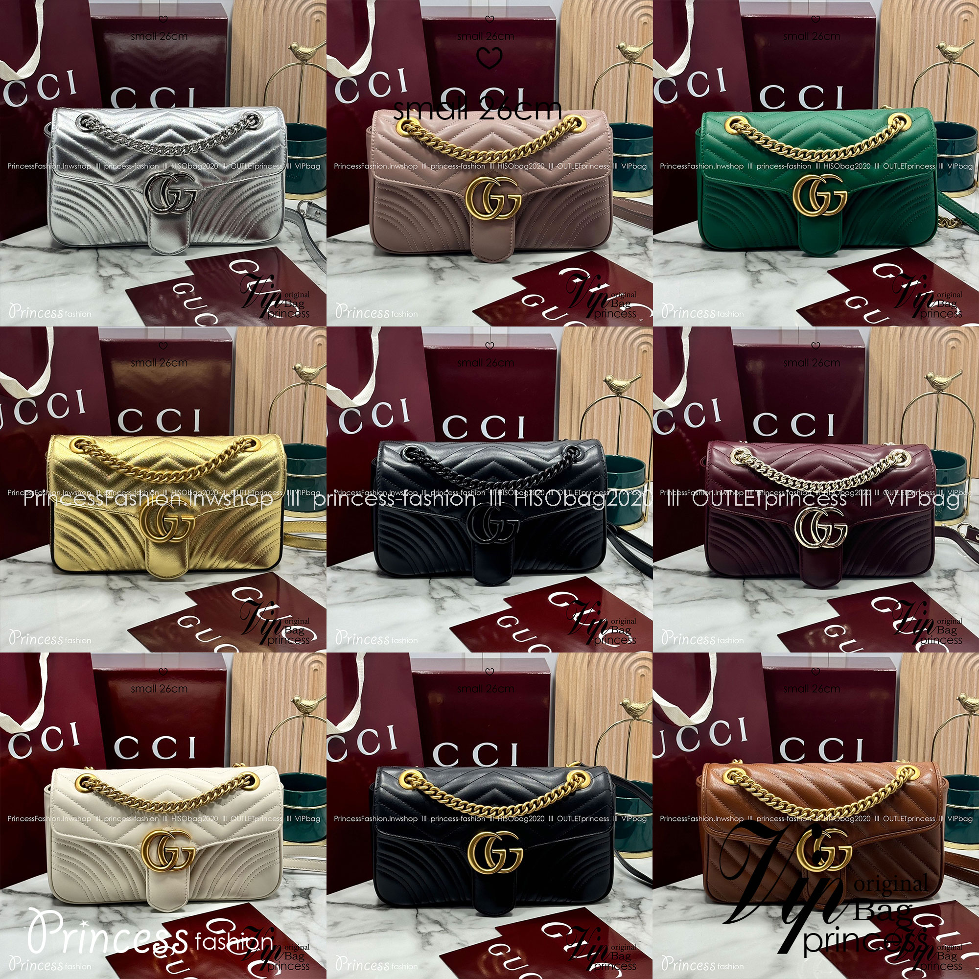 ORI | หนังแท้ GG Marmont small shoulder bag กระเป๋าสะพายข้างรุ่นคลาสสิค ดูแพง อัพลุคได้สบายๆ ด้านหลังดีไซน์รูปหัวใจ