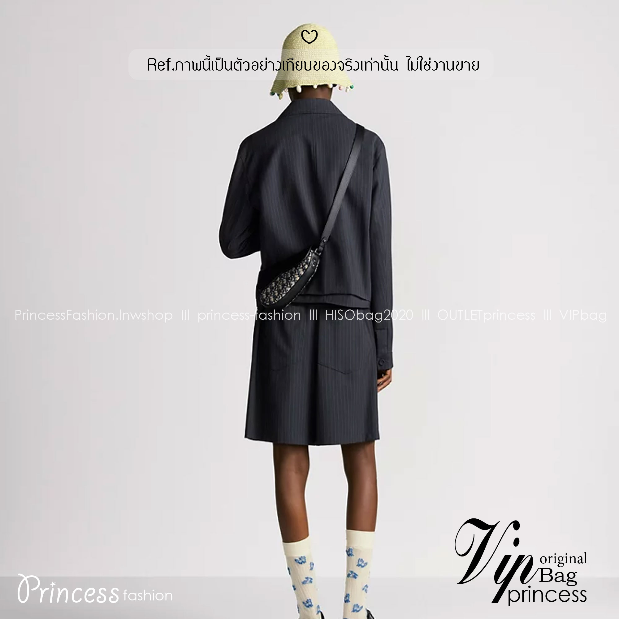 ORI หนังแท้ | DIOR Mini Saddle Bag กระเป๋าสะพาย คาดอก ผ้าแจ็กการ์ดลาย Oblique สีเบจและสีดำ นำเสนอมุมมองใหม่ให้กับดีไซน์ไอคอนิกด้วยรูปทรงที่ทันสมัย